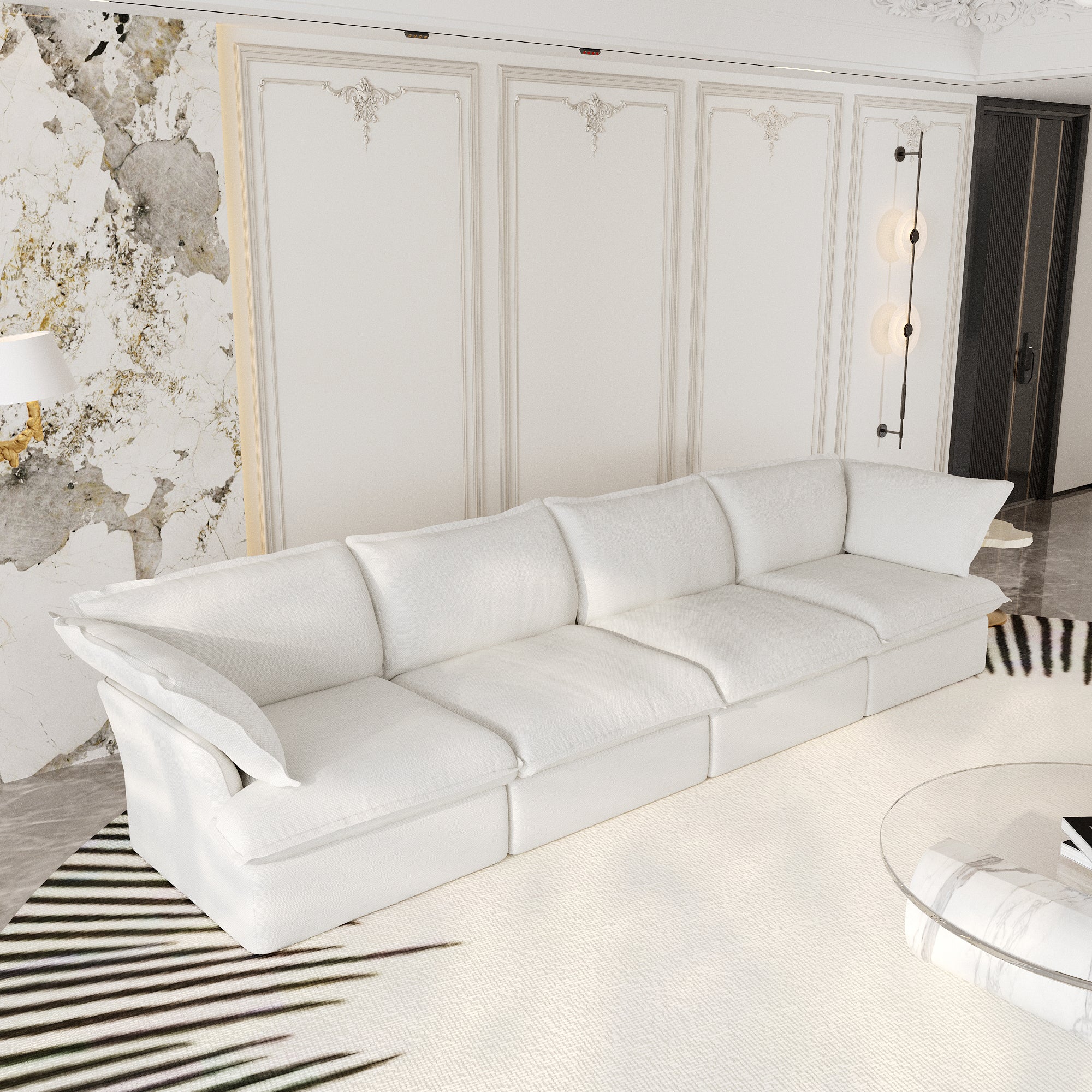 Modular Sectional Sofa with Movable Ottoman, Modern Cloud Couch, SF120