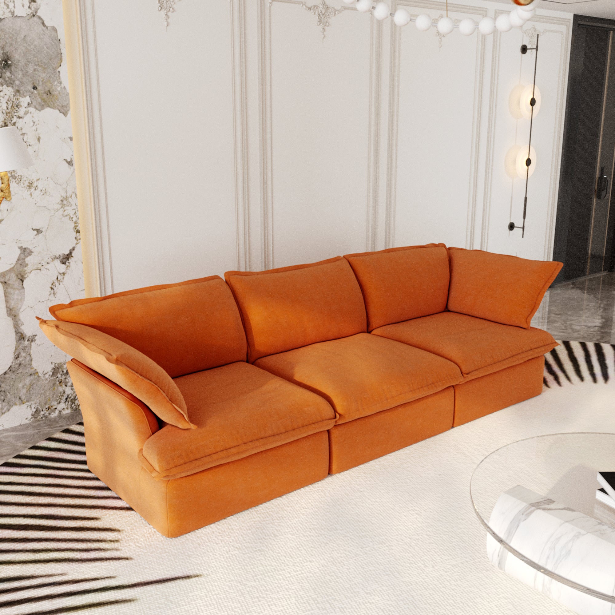 Modular Sectional Sofa with Movable Ottoman, Modern Cloud Couch, SF120