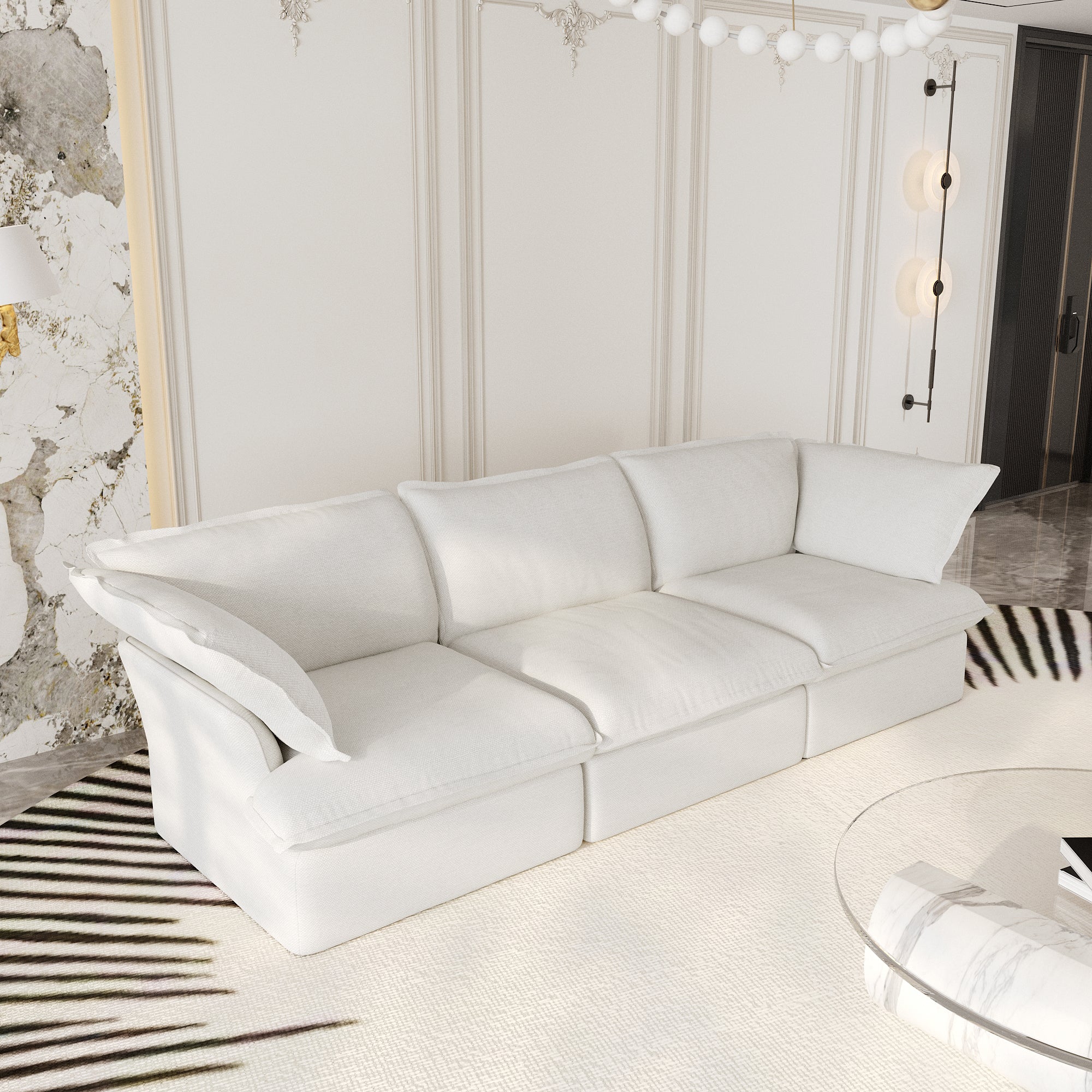 Modular Sectional Sofa with Movable Ottoman, Modern Cloud Couch, SF120