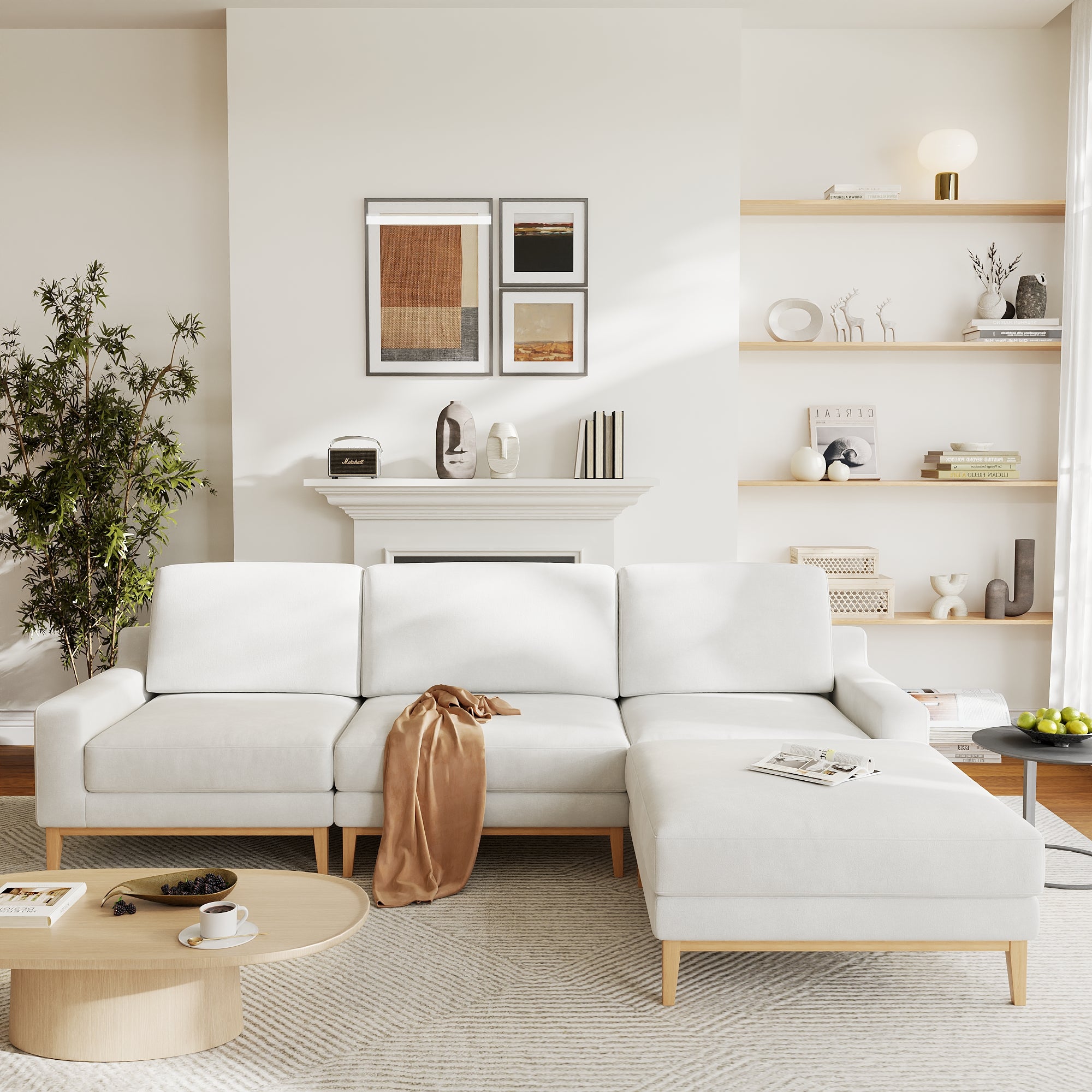 Modular Couch Deep Seat Cloud Couch Linen Look Upholstered for Living Room
