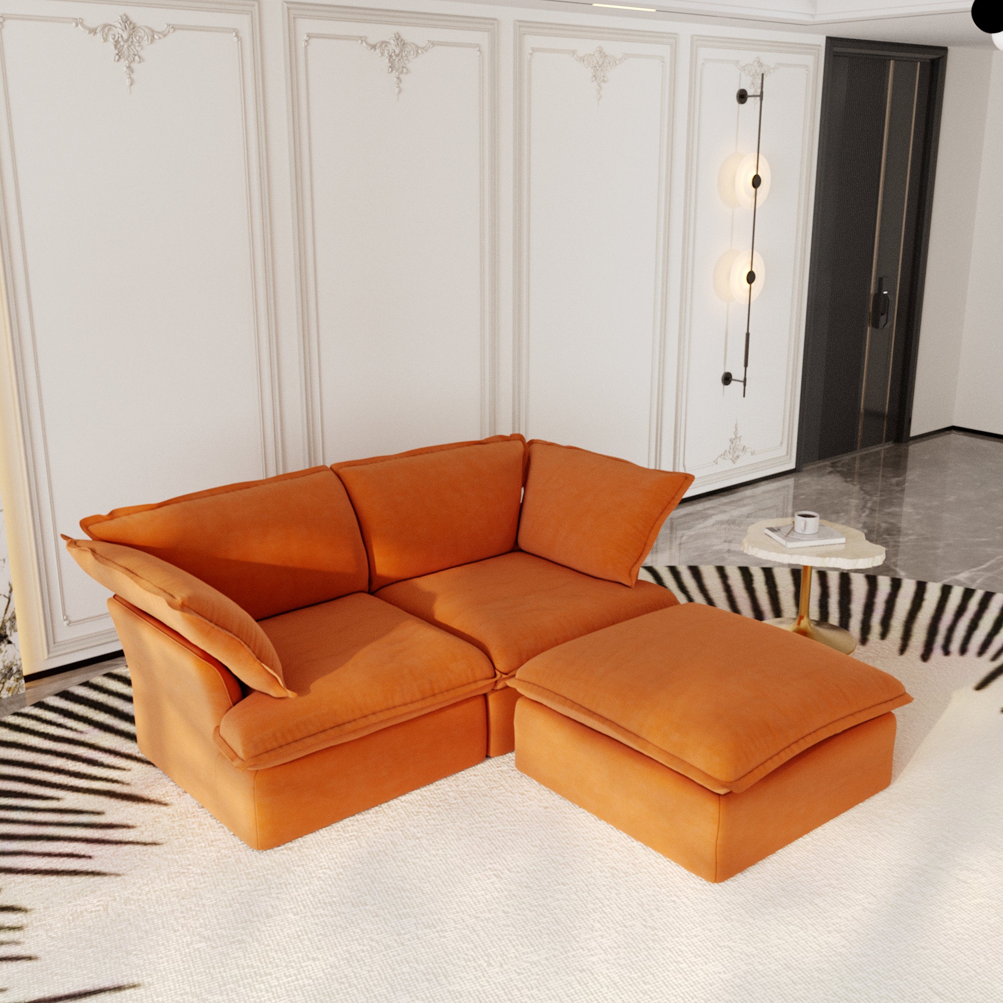 Modular Sectional Sofa with Movable Ottoman, Modern Cloud Couch, SF120