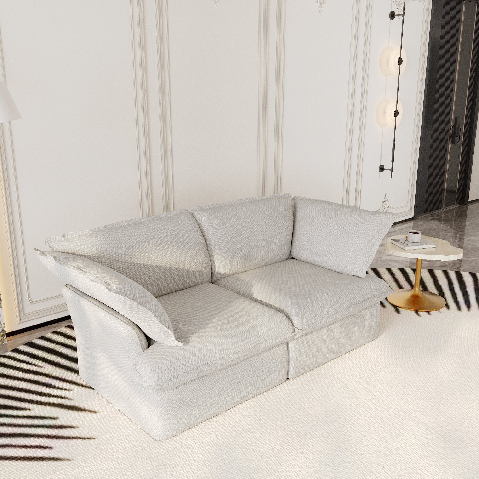 Modular Sectional Sofa with Movable Ottoman, Modern Cloud Couch, SF120