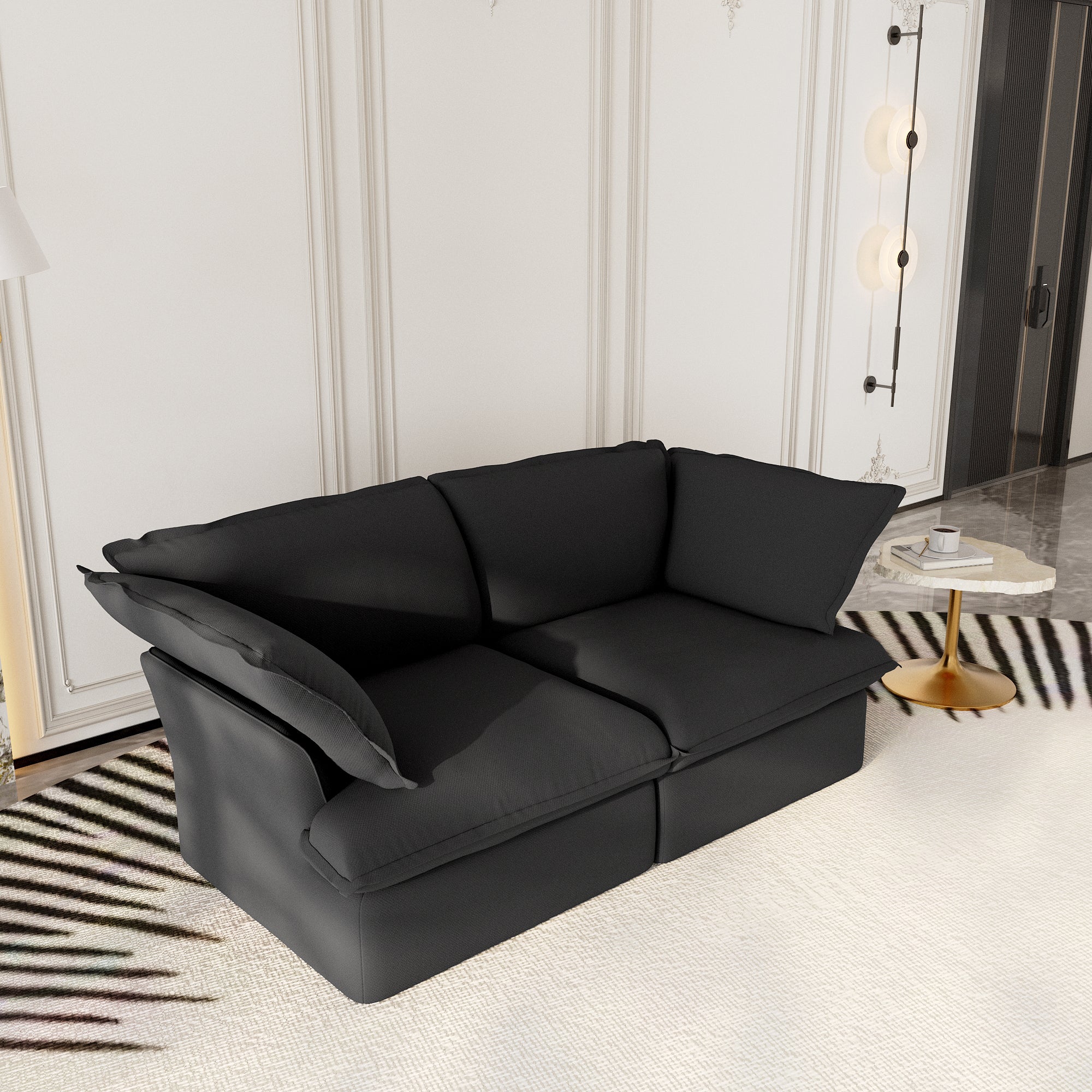 Modular Sectional Sofa with Movable Ottoman, Modern Cloud Couch, SF120