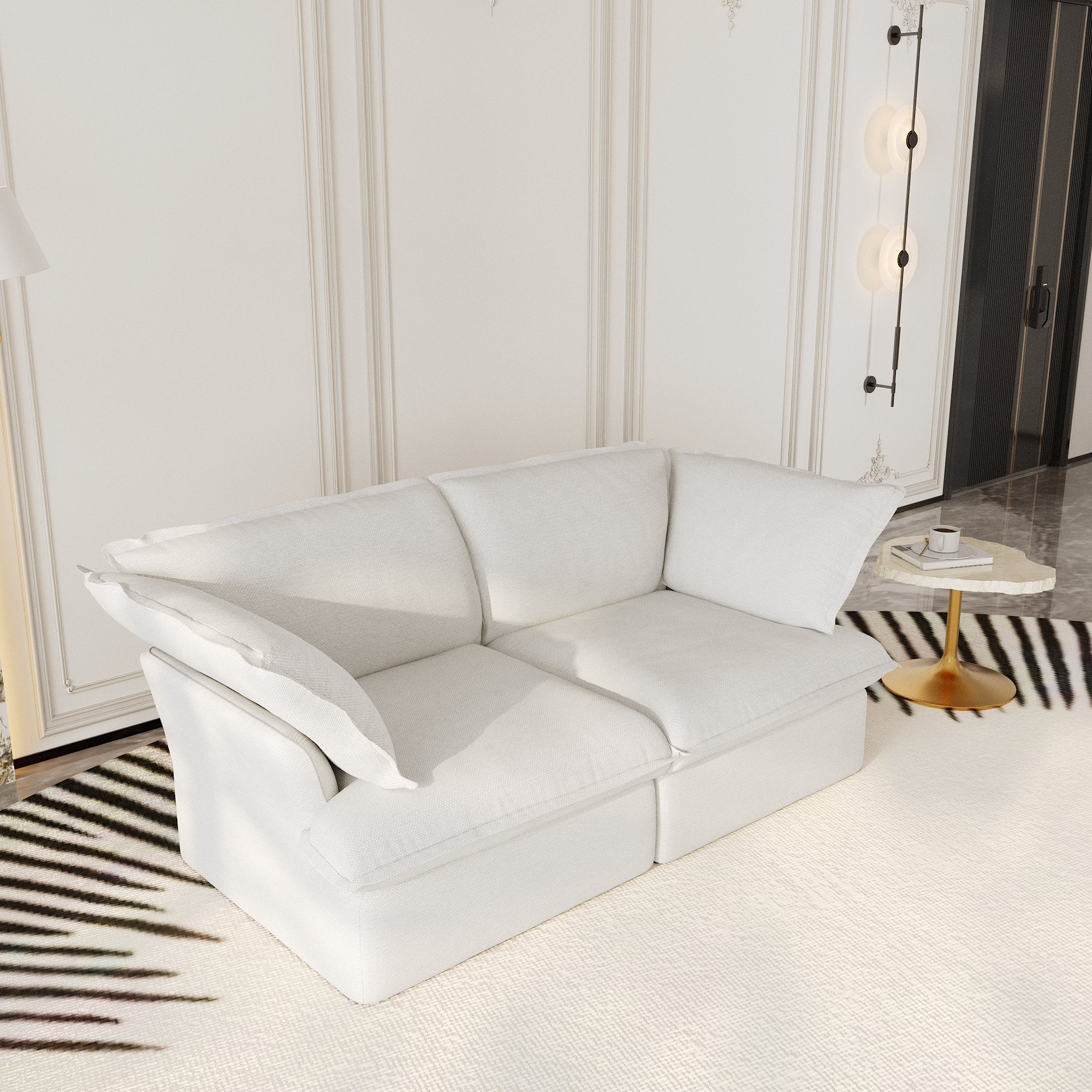 Modular Sectional Sofa with Movable Ottoman, Modern Cloud Couch, SF120