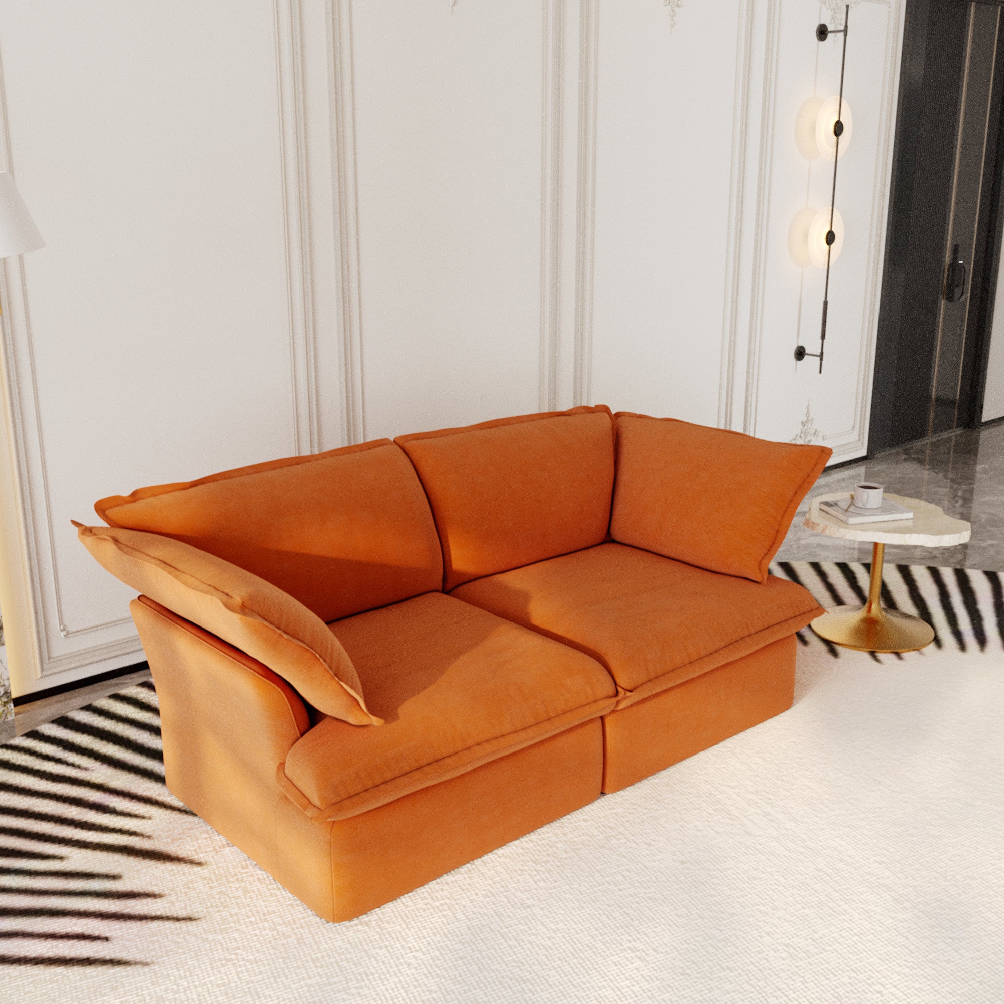 Modular Sectional Sofa with Movable Ottoman, Modern Cloud Couch, SF120