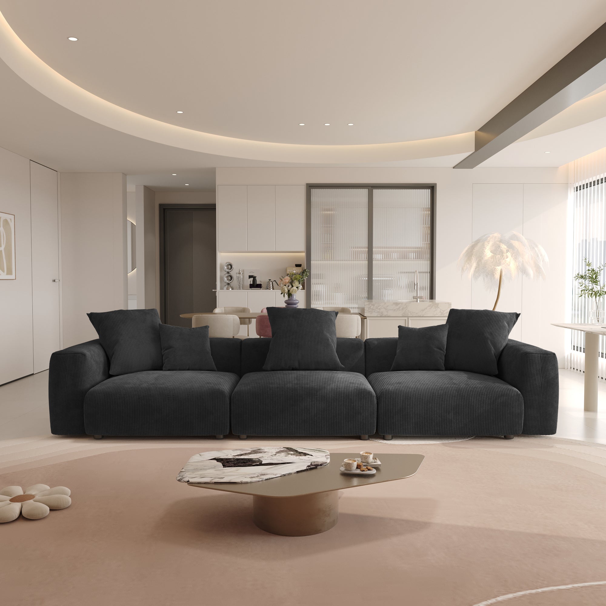 Convertible Sectional Sofa Modular Couch, Modern Corduroy Sofa, SF126