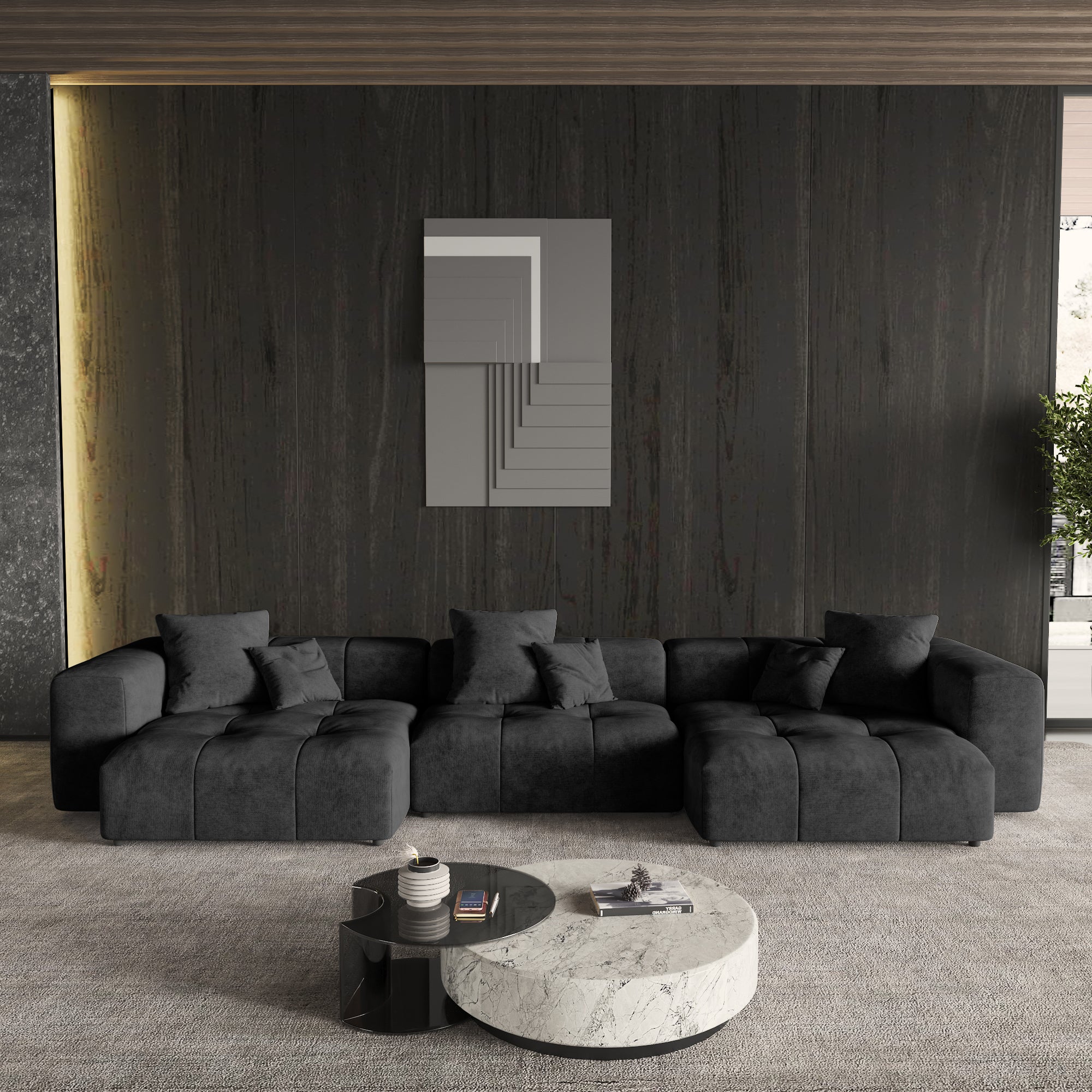 Modern Linen Sectional Sofa Cloud Couch