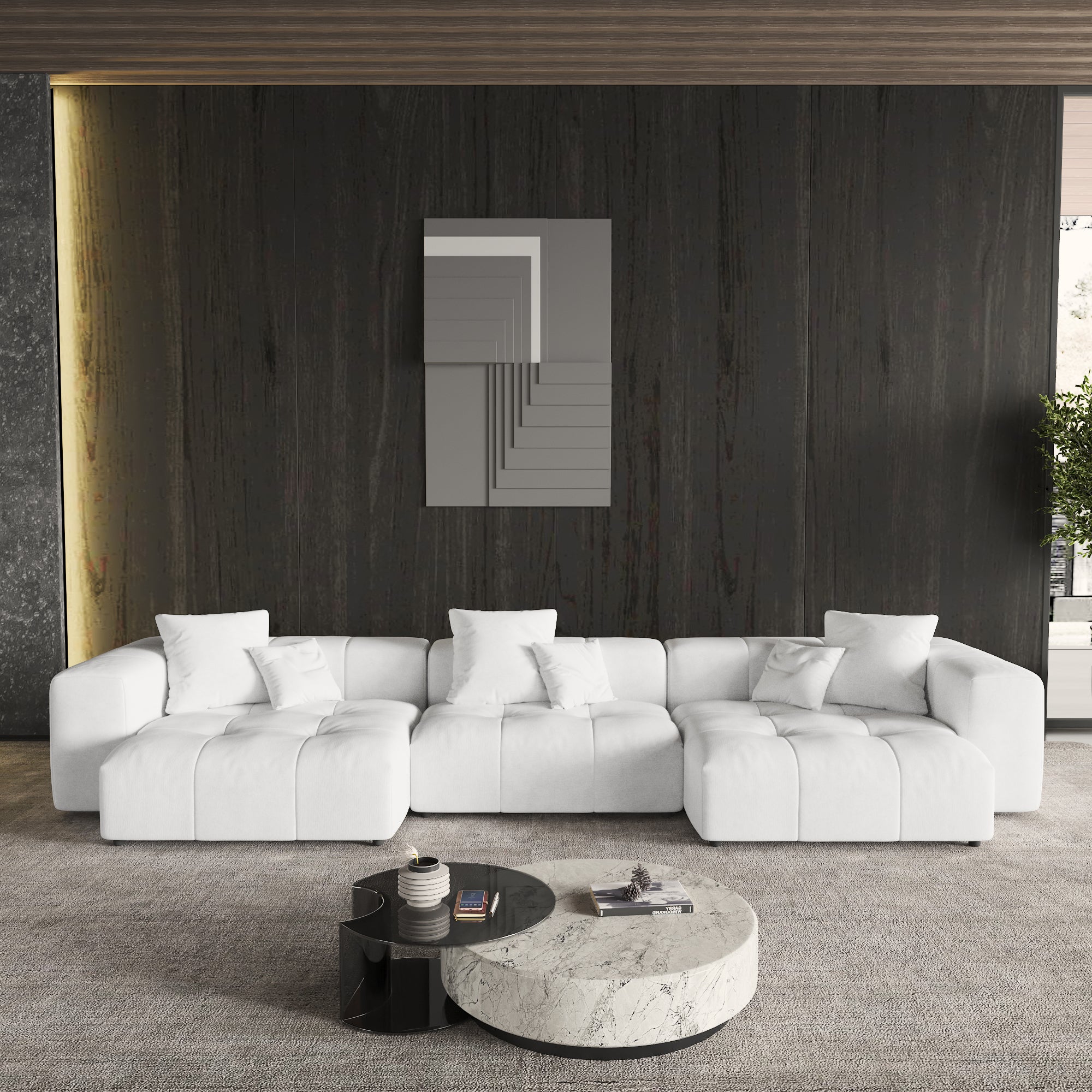 Modern Linen Sectional Sofa Cloud Couch