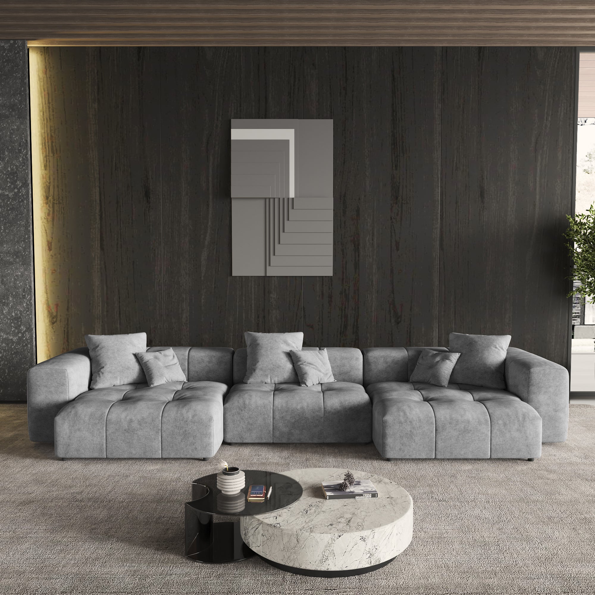 Modern Linen Sectional Sofa Cloud Couch