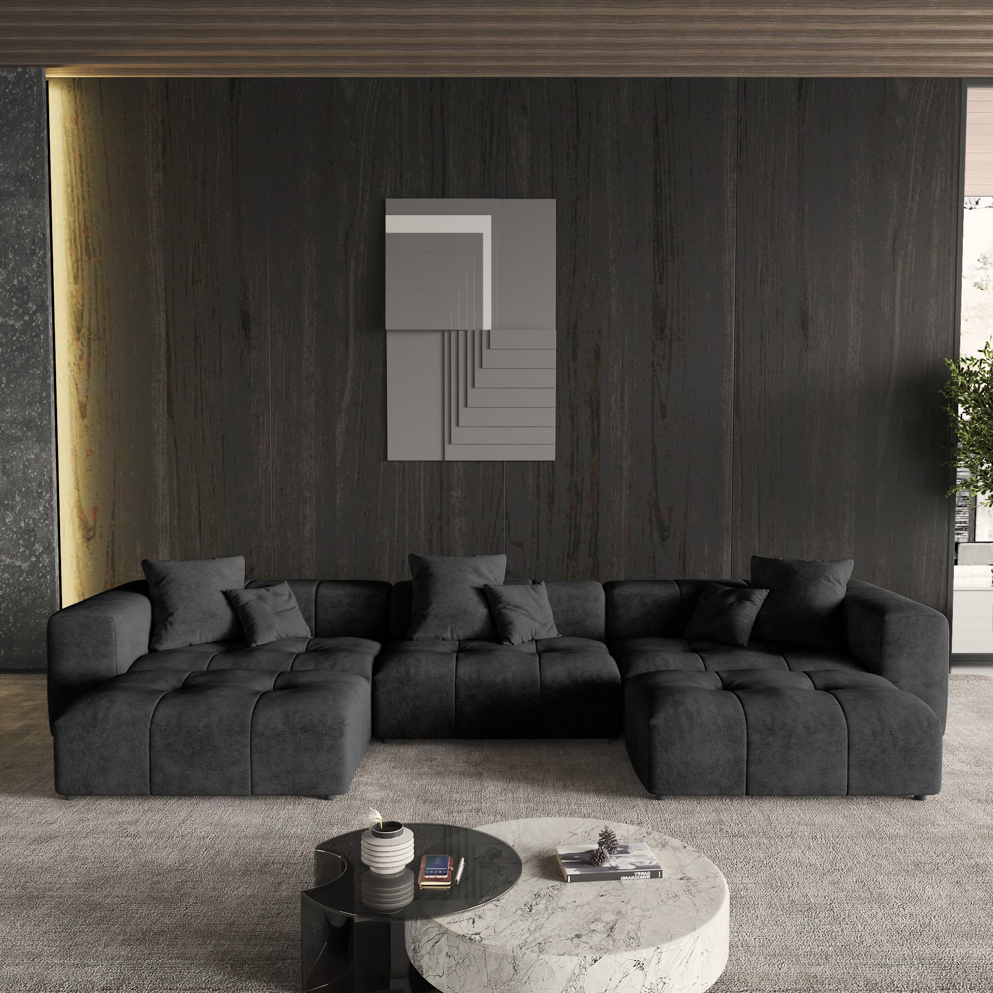 Modern Linen Sectional Sofa Cloud Couch