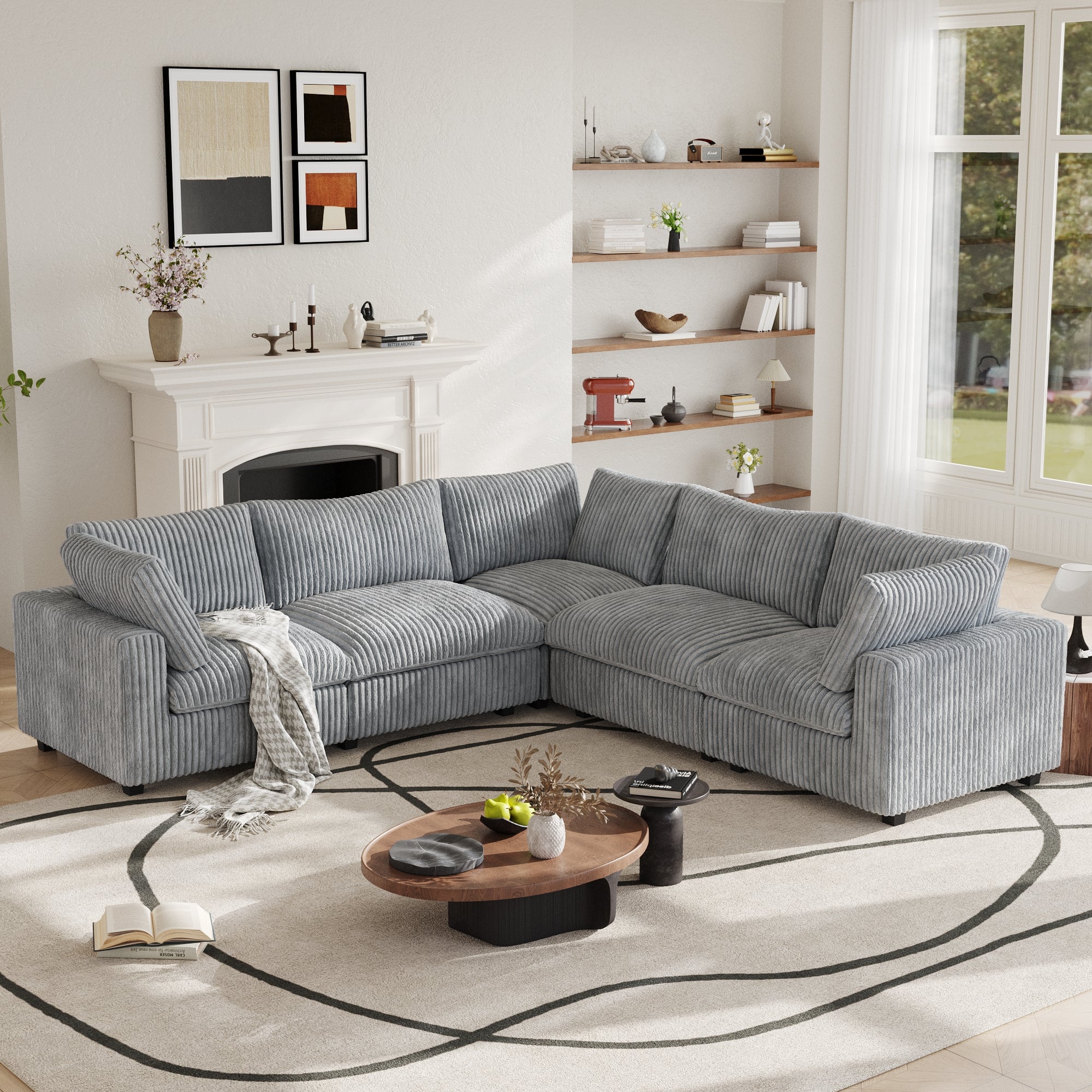 Modular Sectional Sofa, Plush Deep Seat Cloud Sofa Couch for Living Room