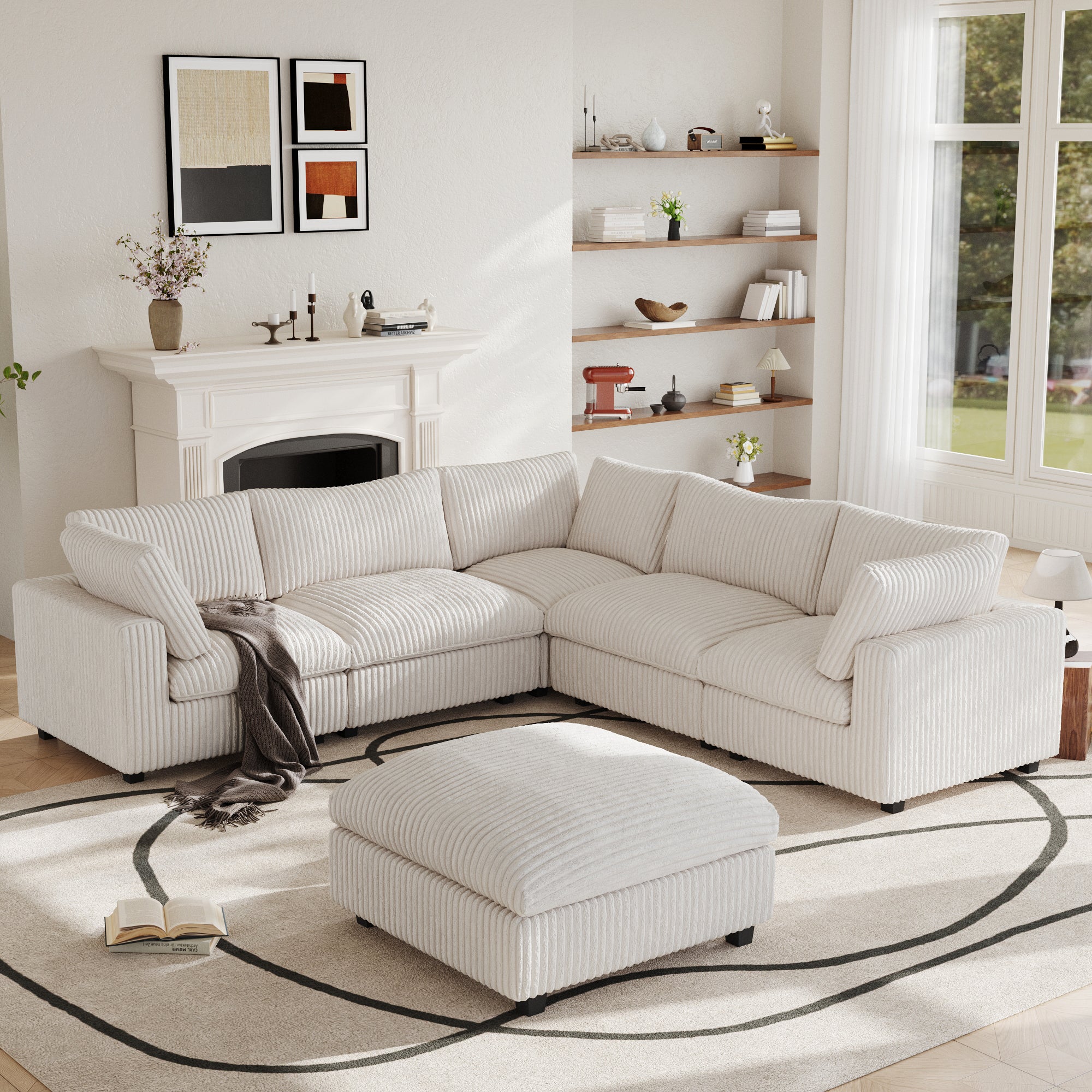 Modular Sectional Sofa, Plush Deep Seat Cloud Sofa Couch for Living Room