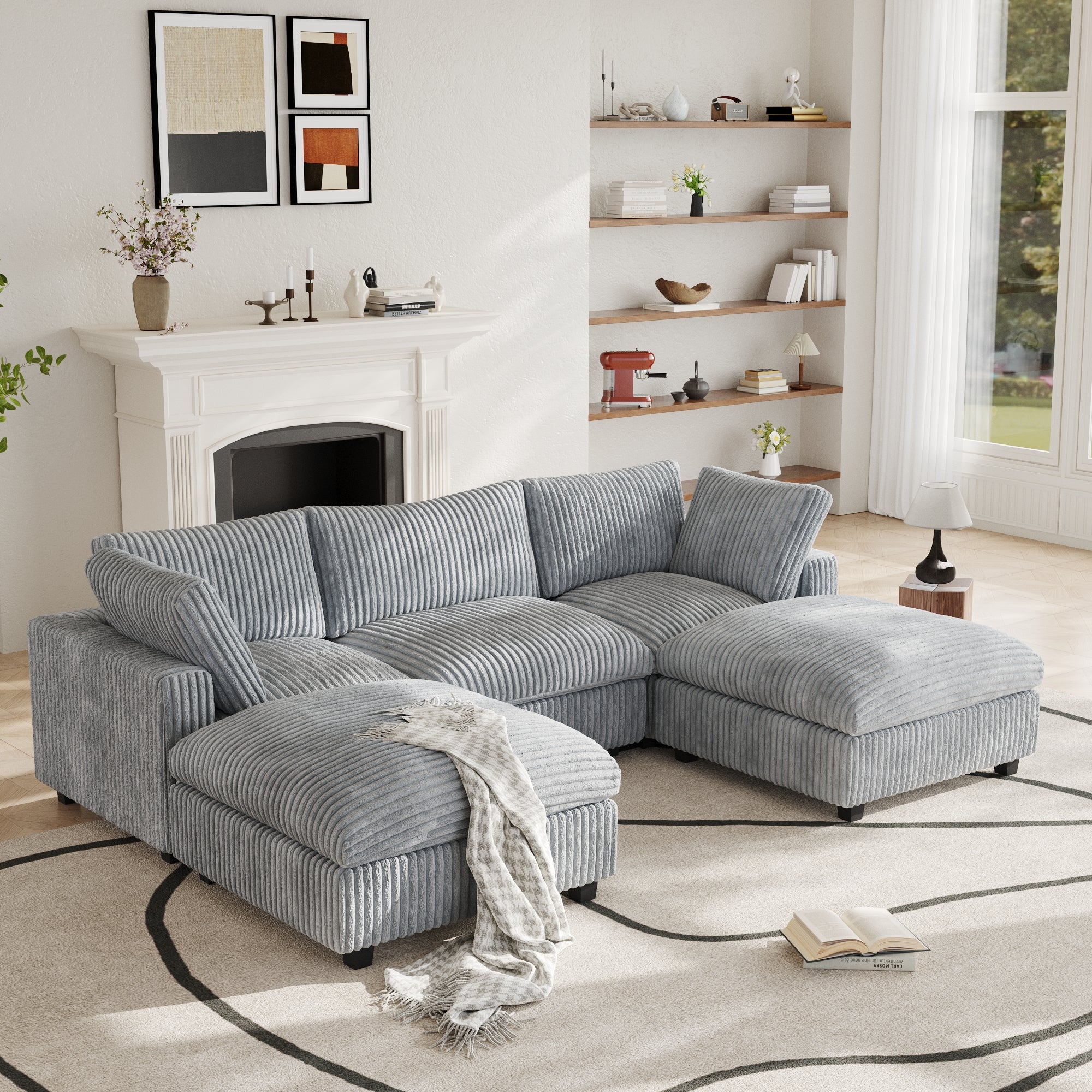 Modular Sectional Sofa, Plush Deep Seat Cloud Sofa Couch for Living Room