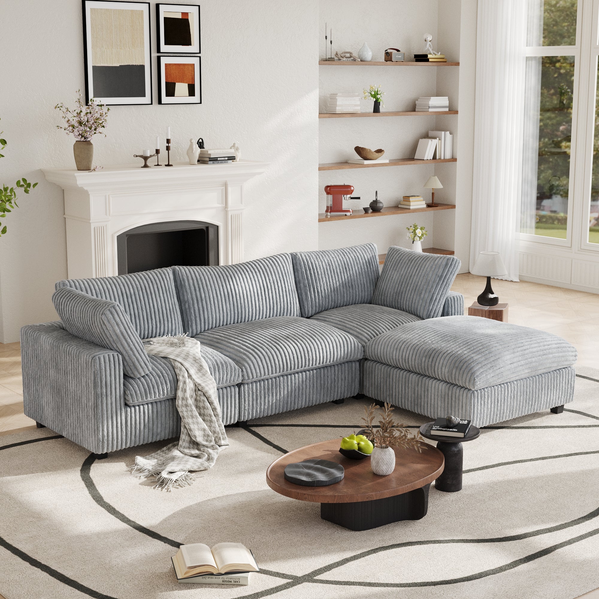 Modular Sectional Sofa, Plush Deep Seat Cloud Sofa Couch for Living Room