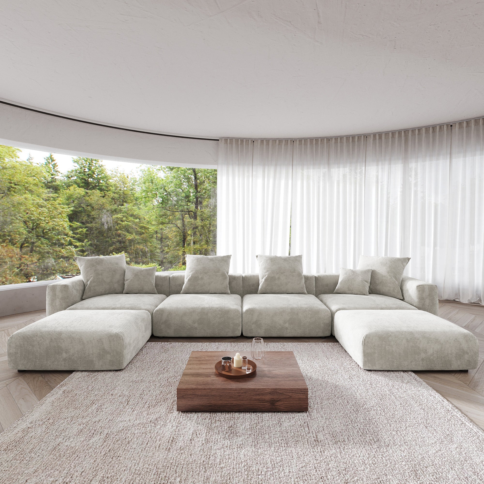 Convertible Sectional Sofa Modular Couch, Modern Corduroy Sofa, SF126