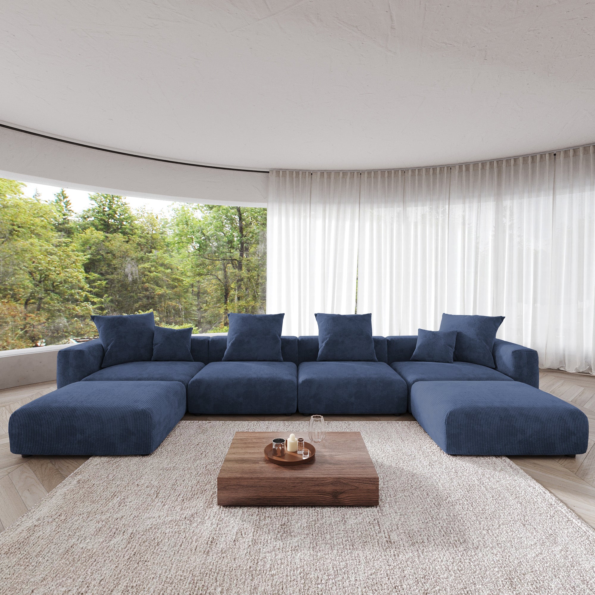 Convertible Sectional Sofa Modular Couch, Modern Corduroy Sofa, SF126