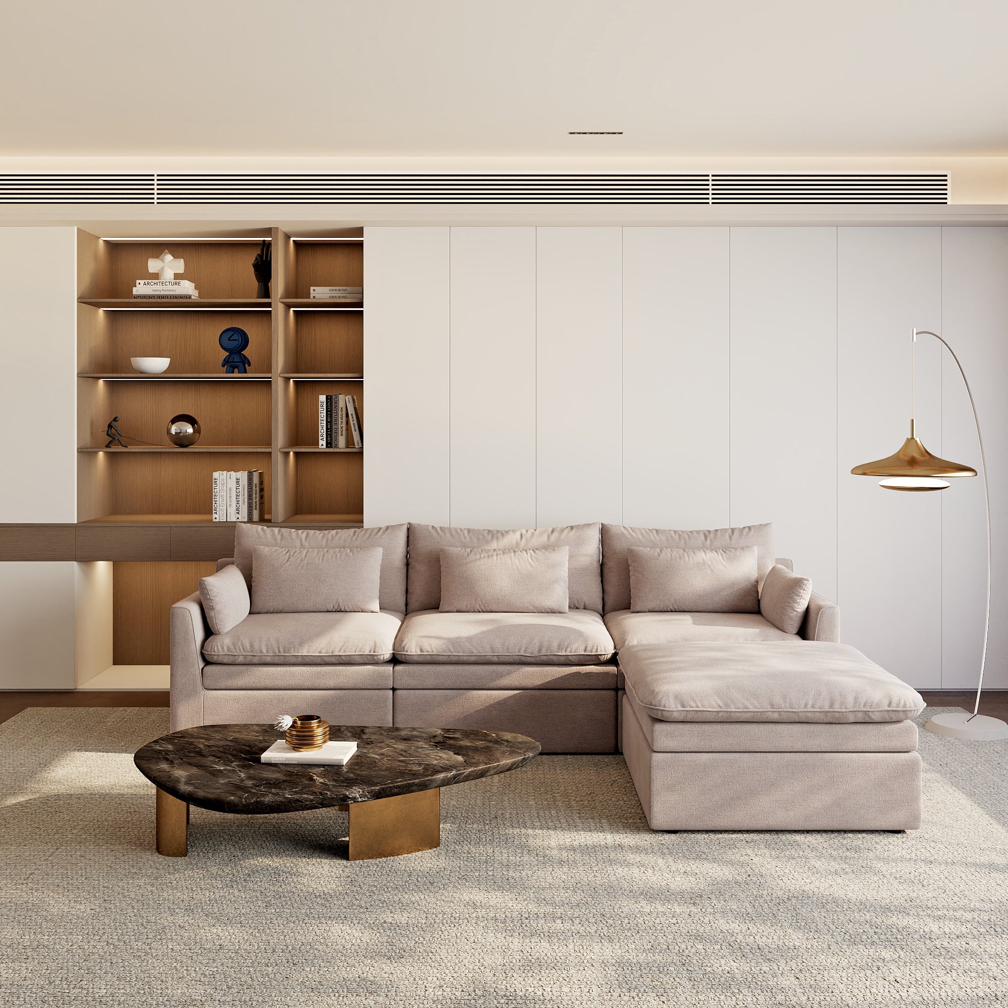 Modular Sectional Sofa, Cloud Couch, Deep Seat Sectional Couch for Living Room
