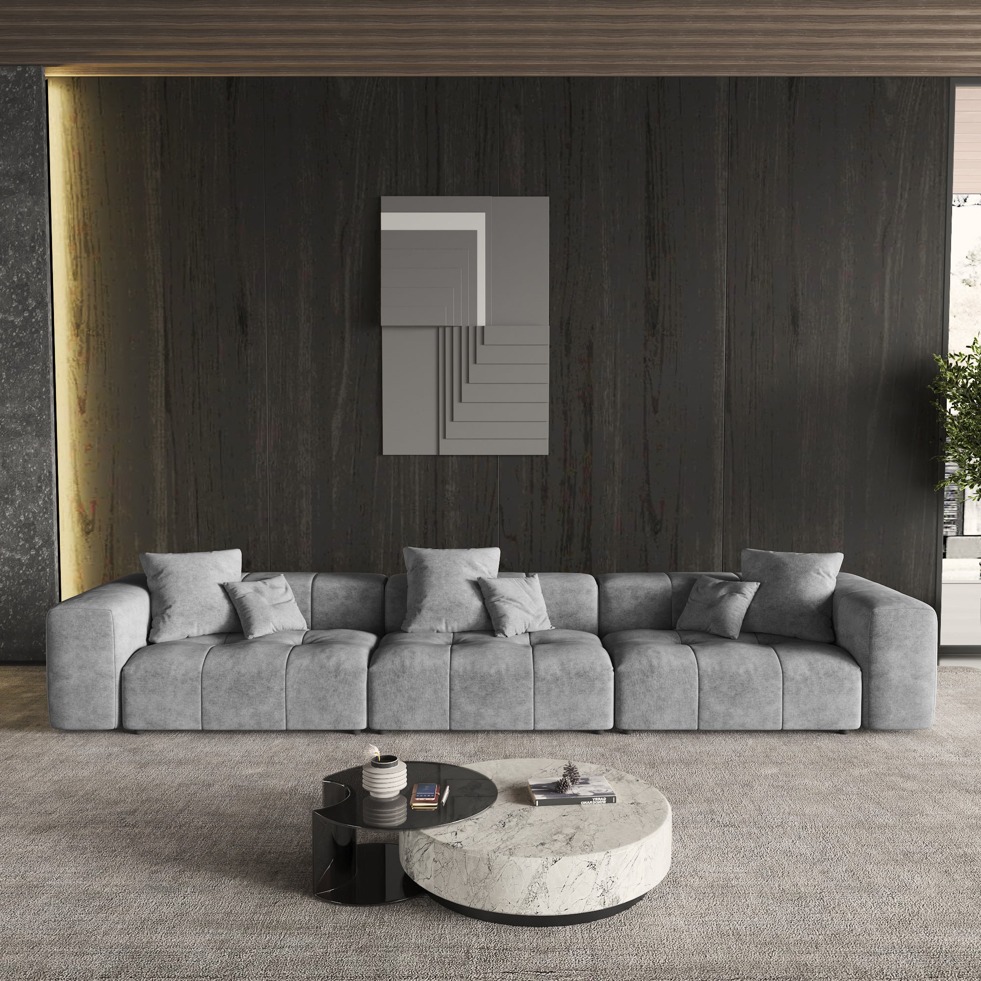 Modern Linen Sectional Sofa Cloud Couch