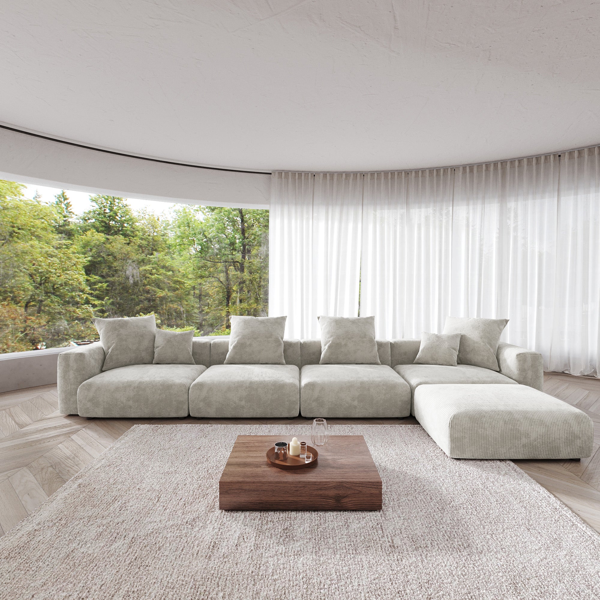 Convertible Sectional Sofa Modular Couch, Modern Corduroy Sofa, SF126