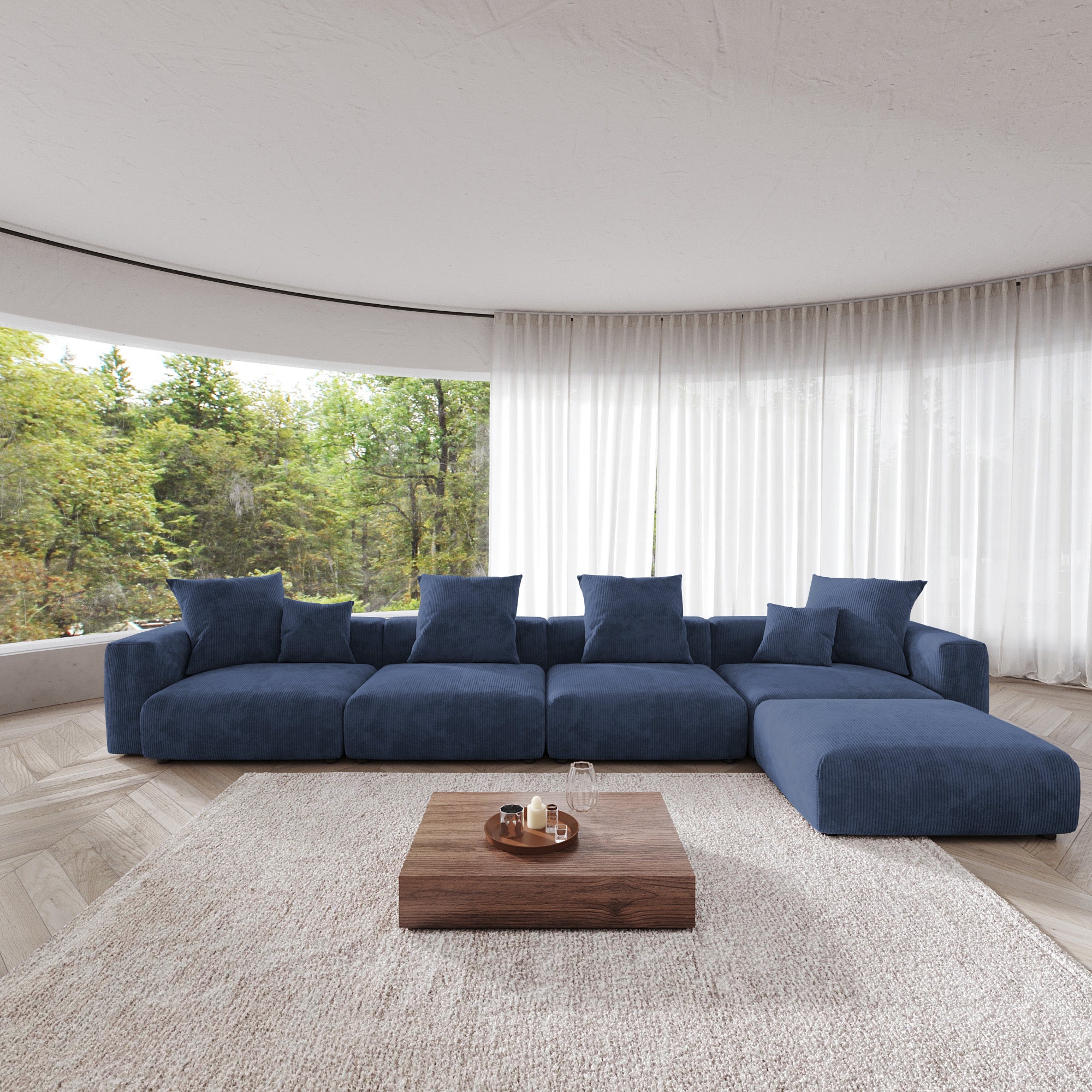 Convertible Sectional Sofa Modular Couch, Modern Corduroy Sofa, SF126