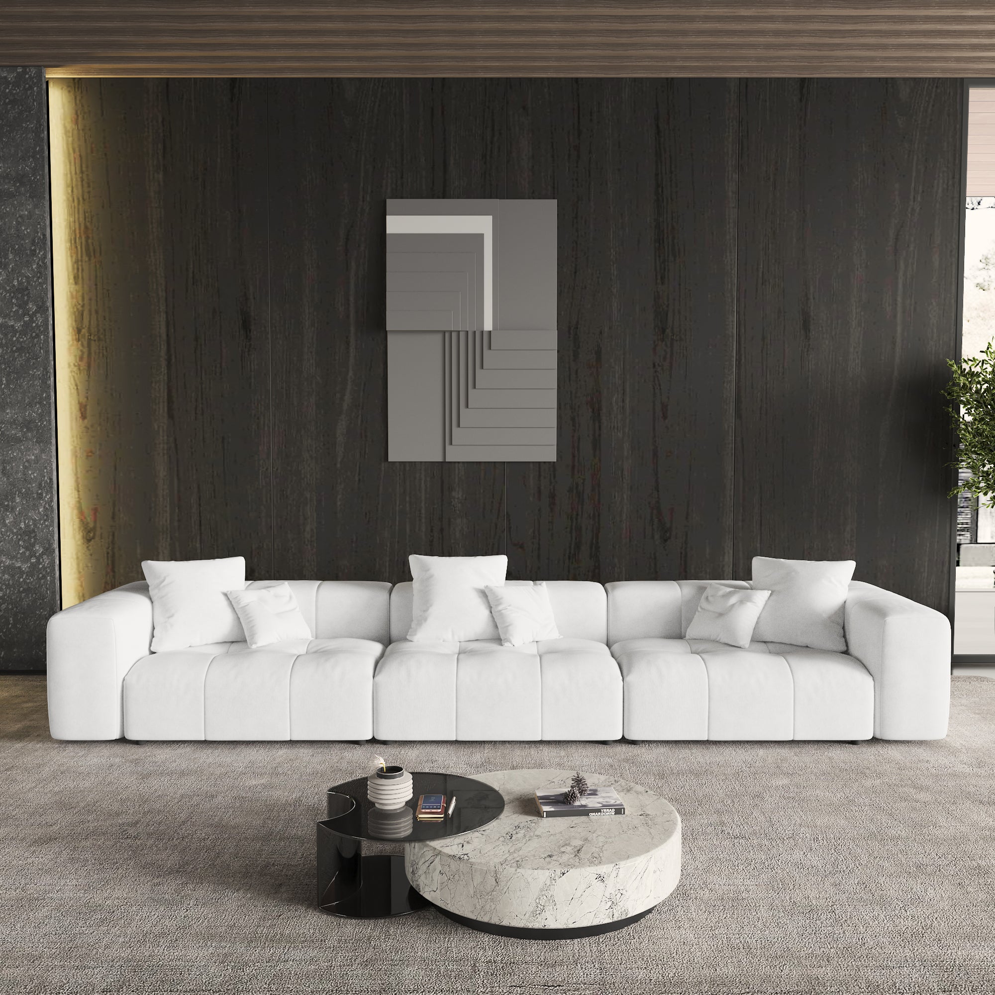 Modern Linen Sectional Sofa Cloud Couch
