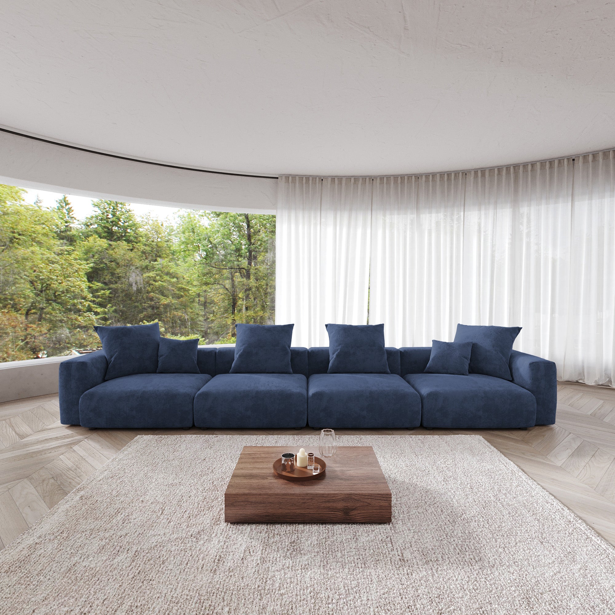 Convertible Sectional Sofa Modular Couch, Modern Corduroy Sofa, SF126
