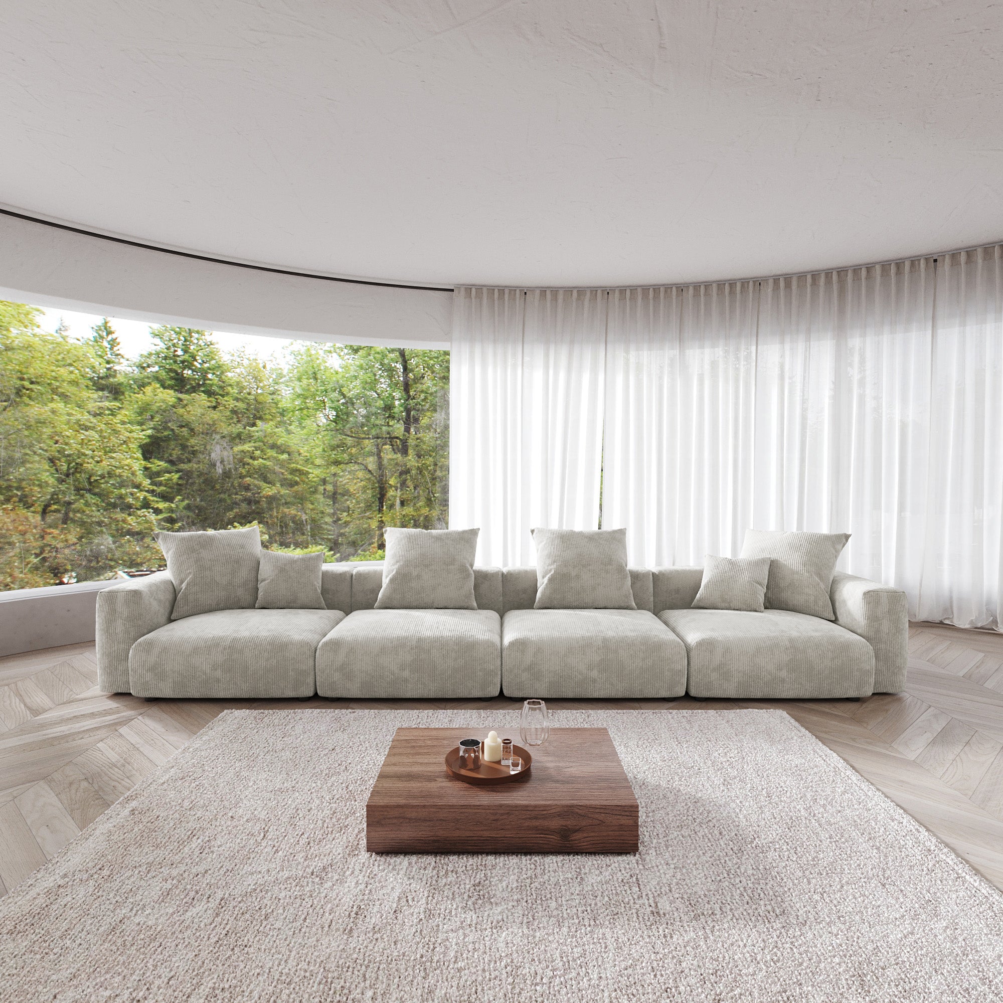 Convertible Sectional Sofa Modular Couch, Modern Corduroy Sofa, SF126