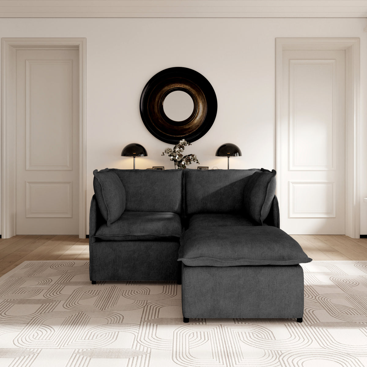 Oversized Modular Sectional Couch, Deep Seating Linen-Look Cloud Sofa Set with Removable Covers for Living Room