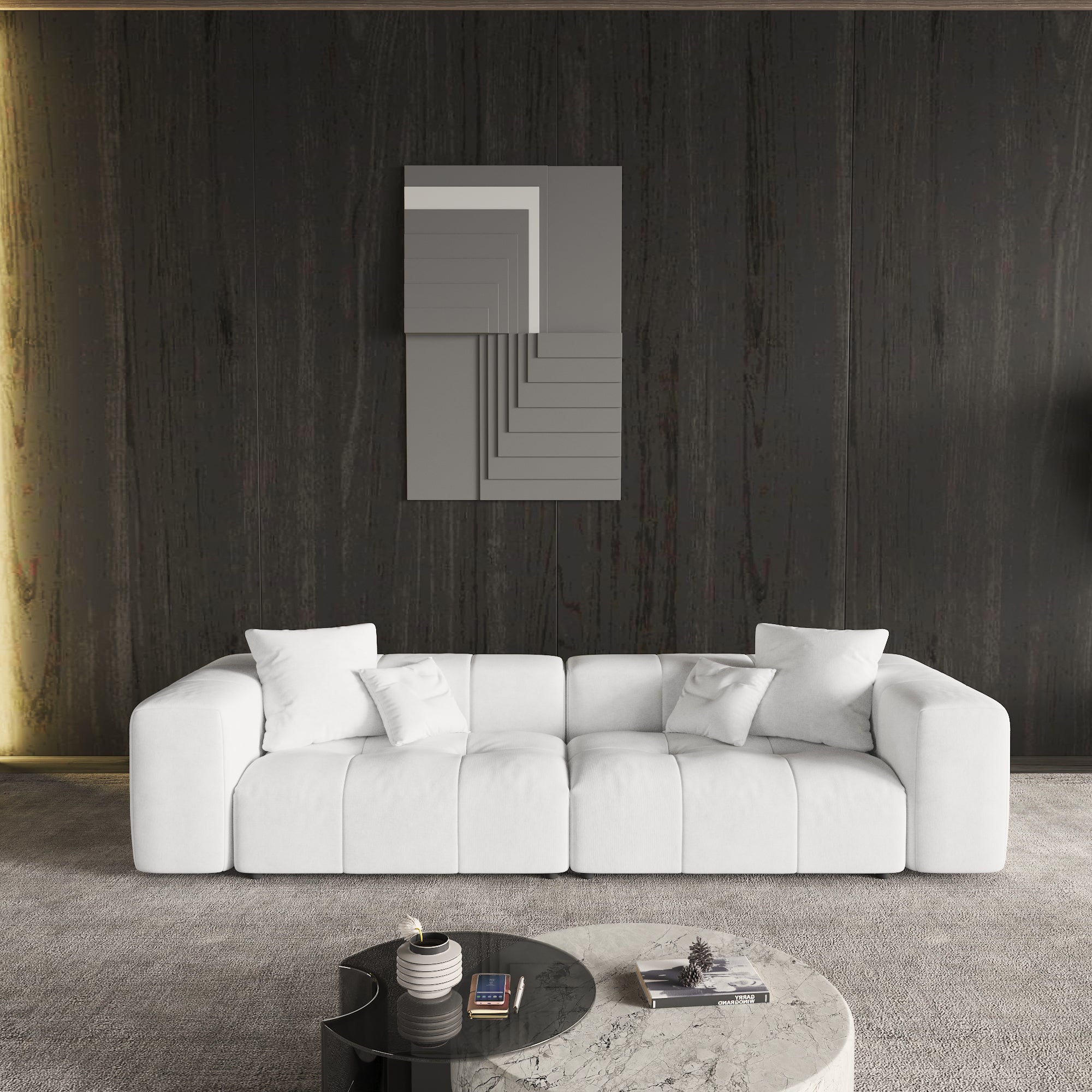 Modern Linen Sectional Sofa Cloud Couch