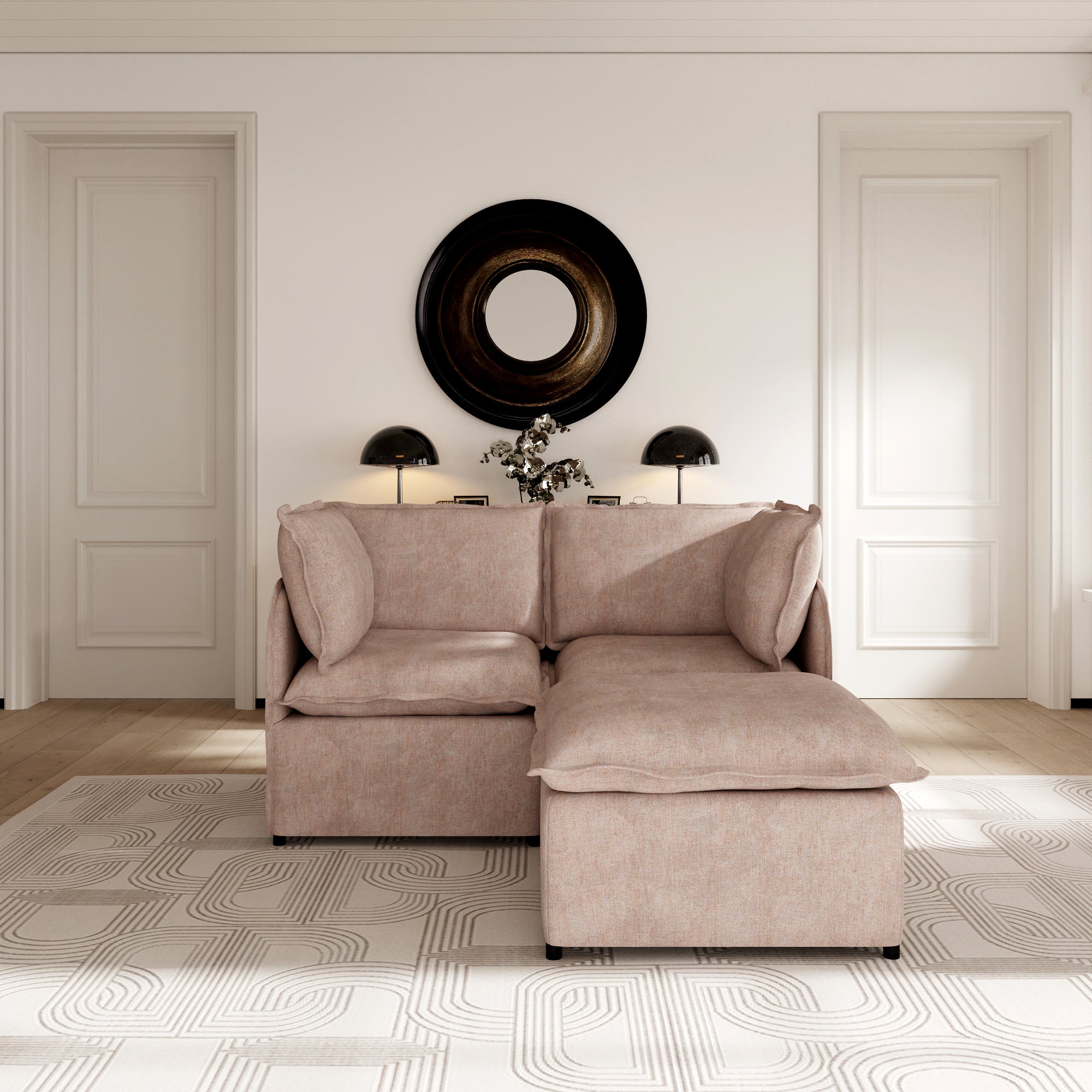 Oversized Modular Sectional Couch, Deep Seating Linen-Look Cloud Sofa Set with Removable Covers for Living Room