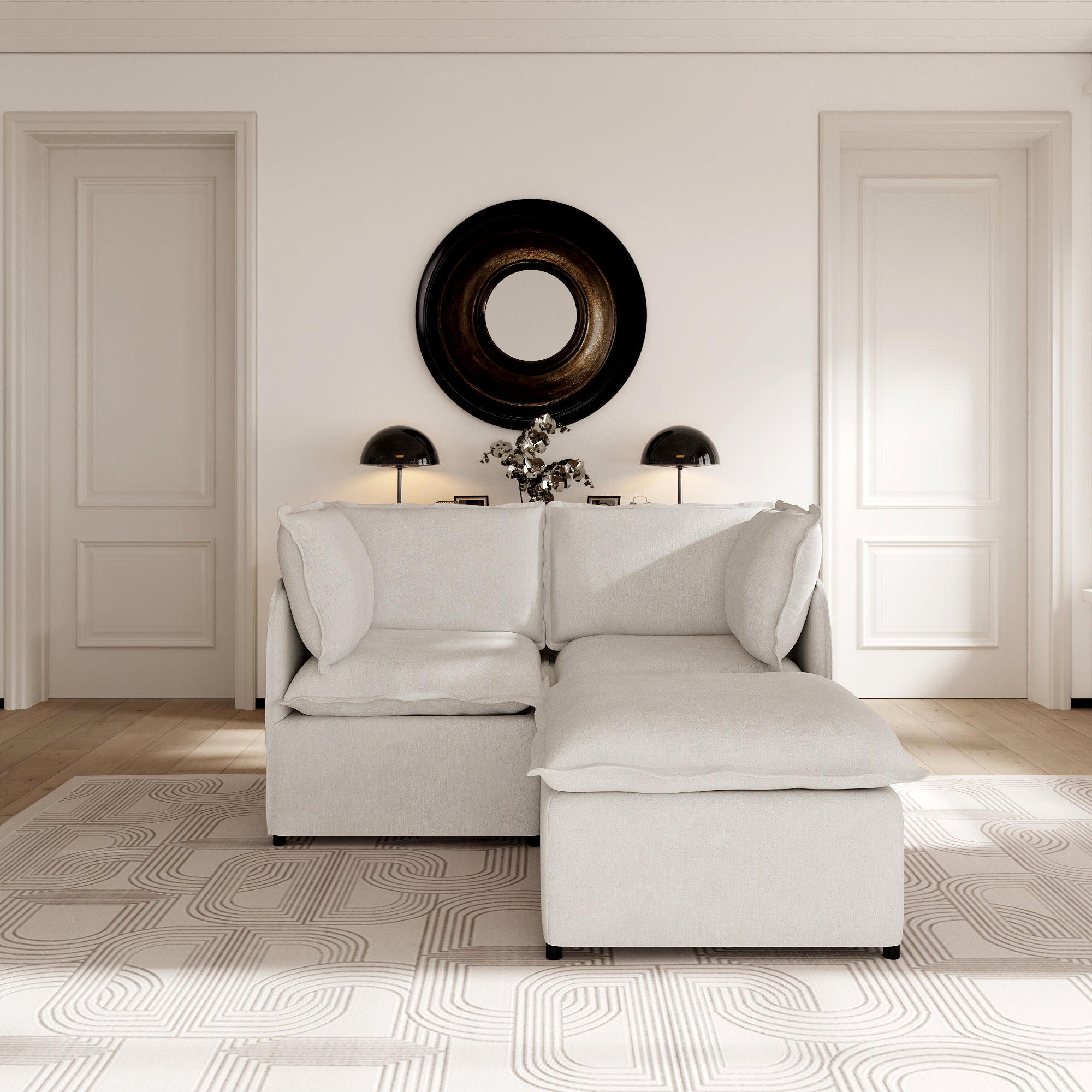 Oversized Modular Sectional Couch, Deep Seating Linen-Look Cloud Sofa Set with Removable Covers for Living Room