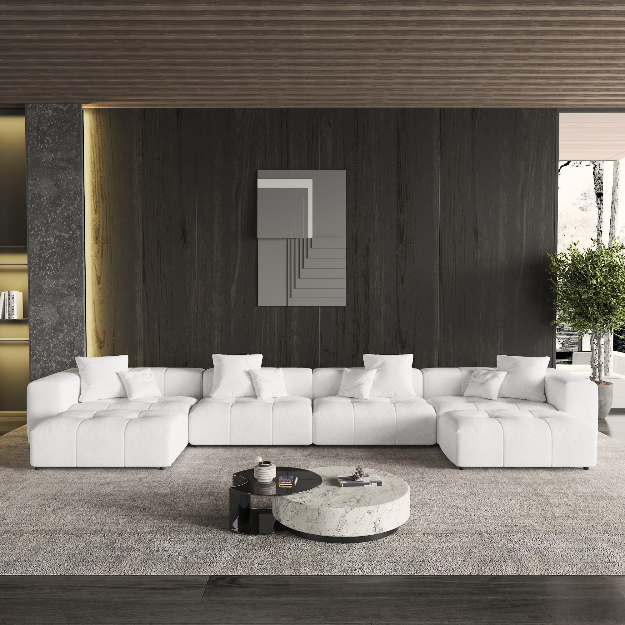 Modern Linen Sectional Sofa Cloud Couch