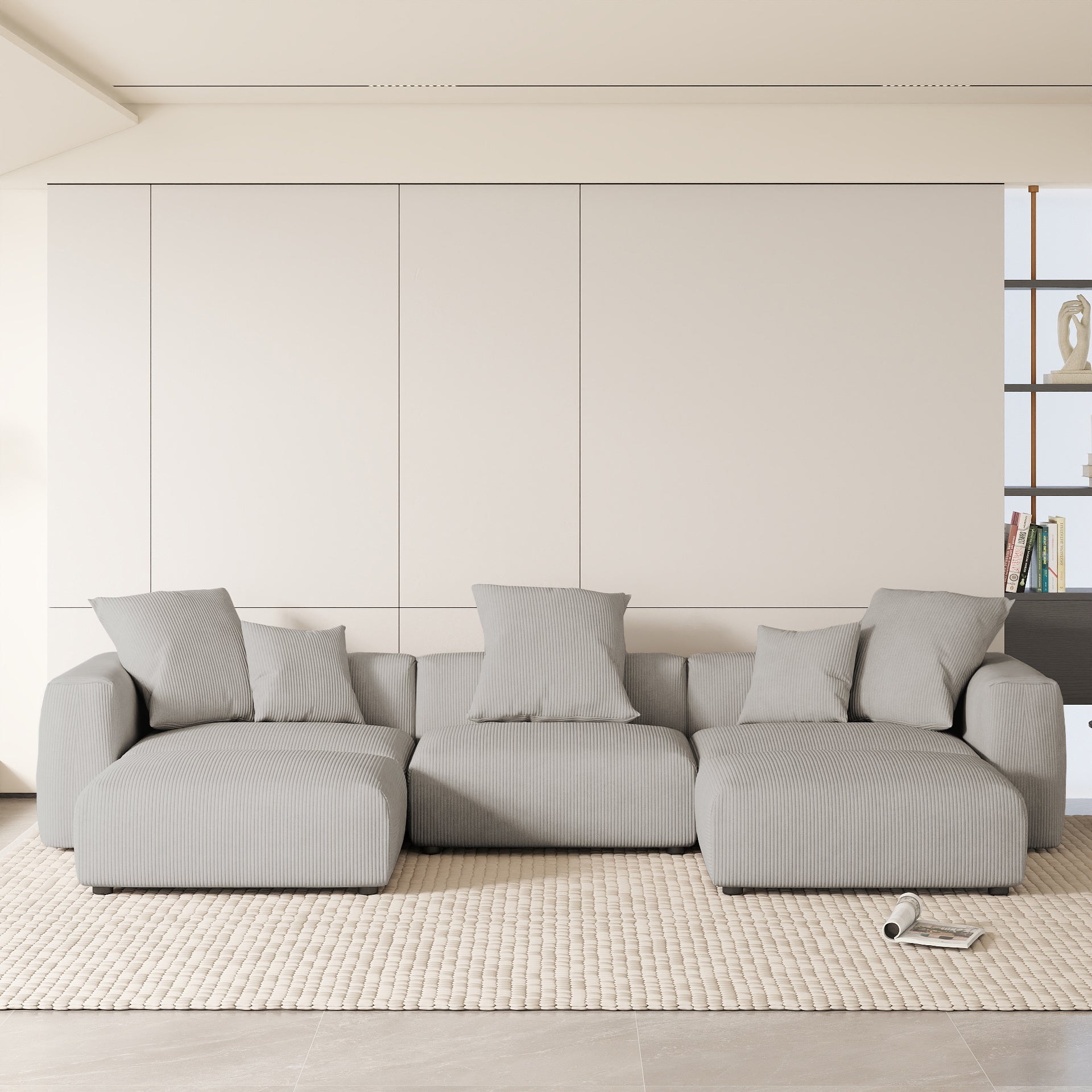 Convertible Sectional Sofa Modular Couch, Modern Corduroy Sofa, SF126