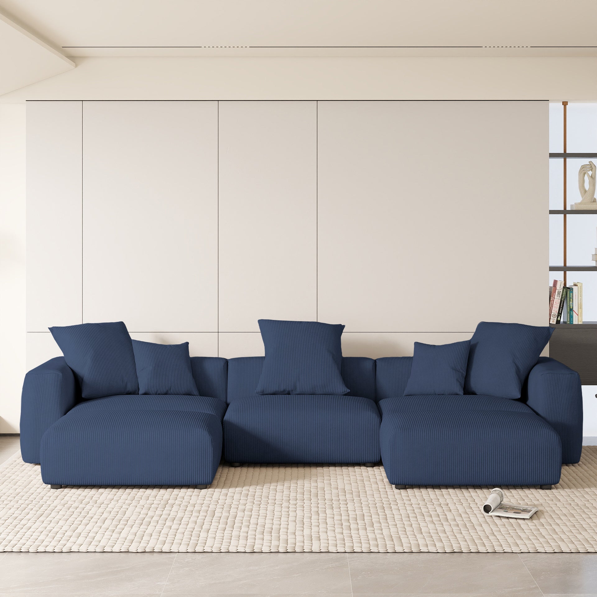 Convertible Sectional Sofa Modular Couch, Modern Corduroy Sofa, SF126