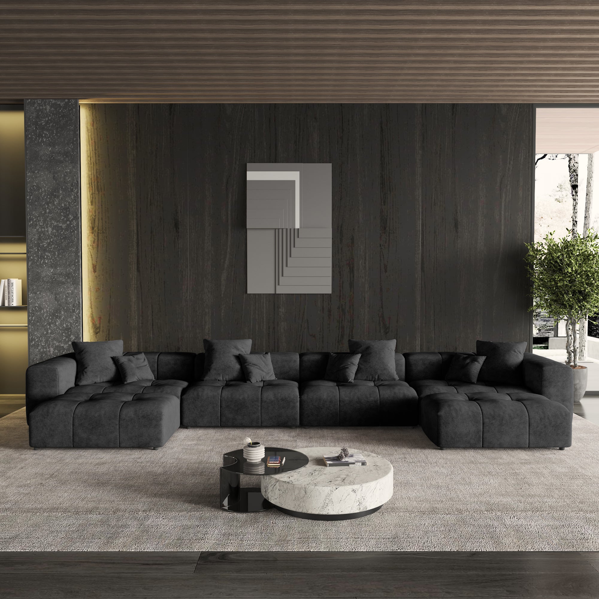 Modern Linen Sectional Sofa Cloud Couch