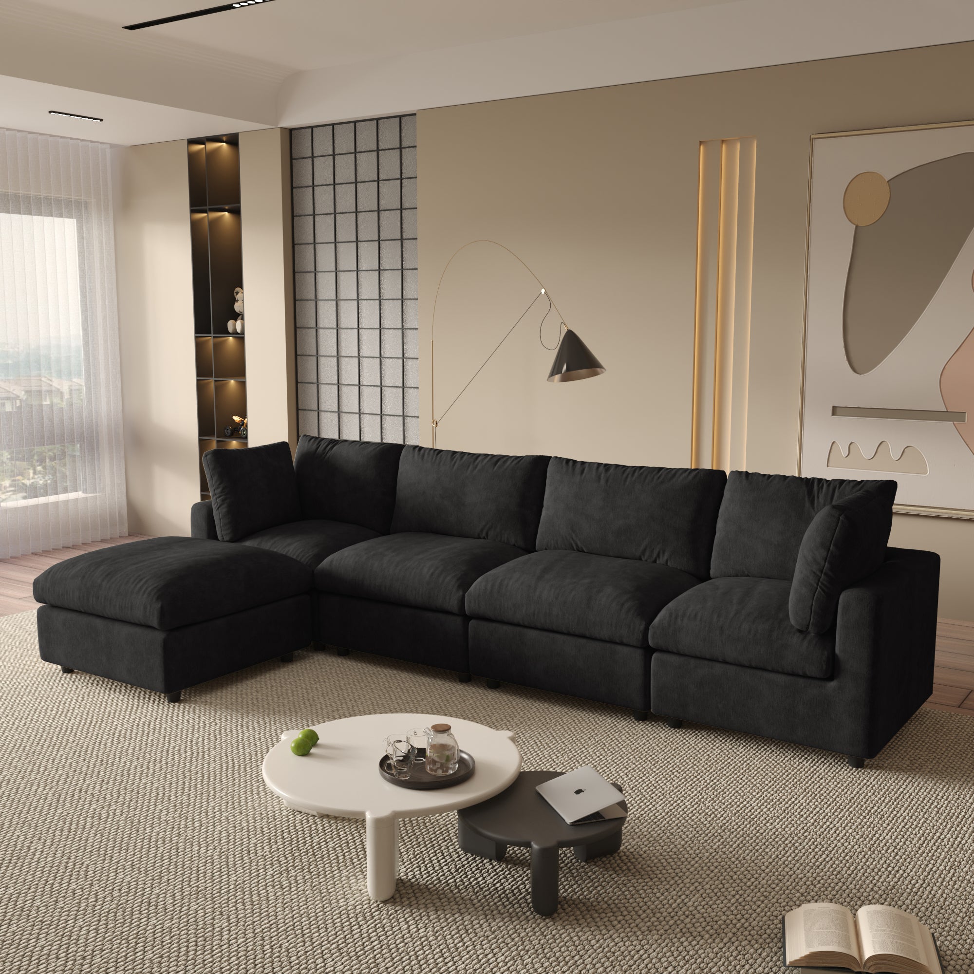 Modular Sectional Sofa, Modern Chenille L Shaped Cloud Couches, SF142