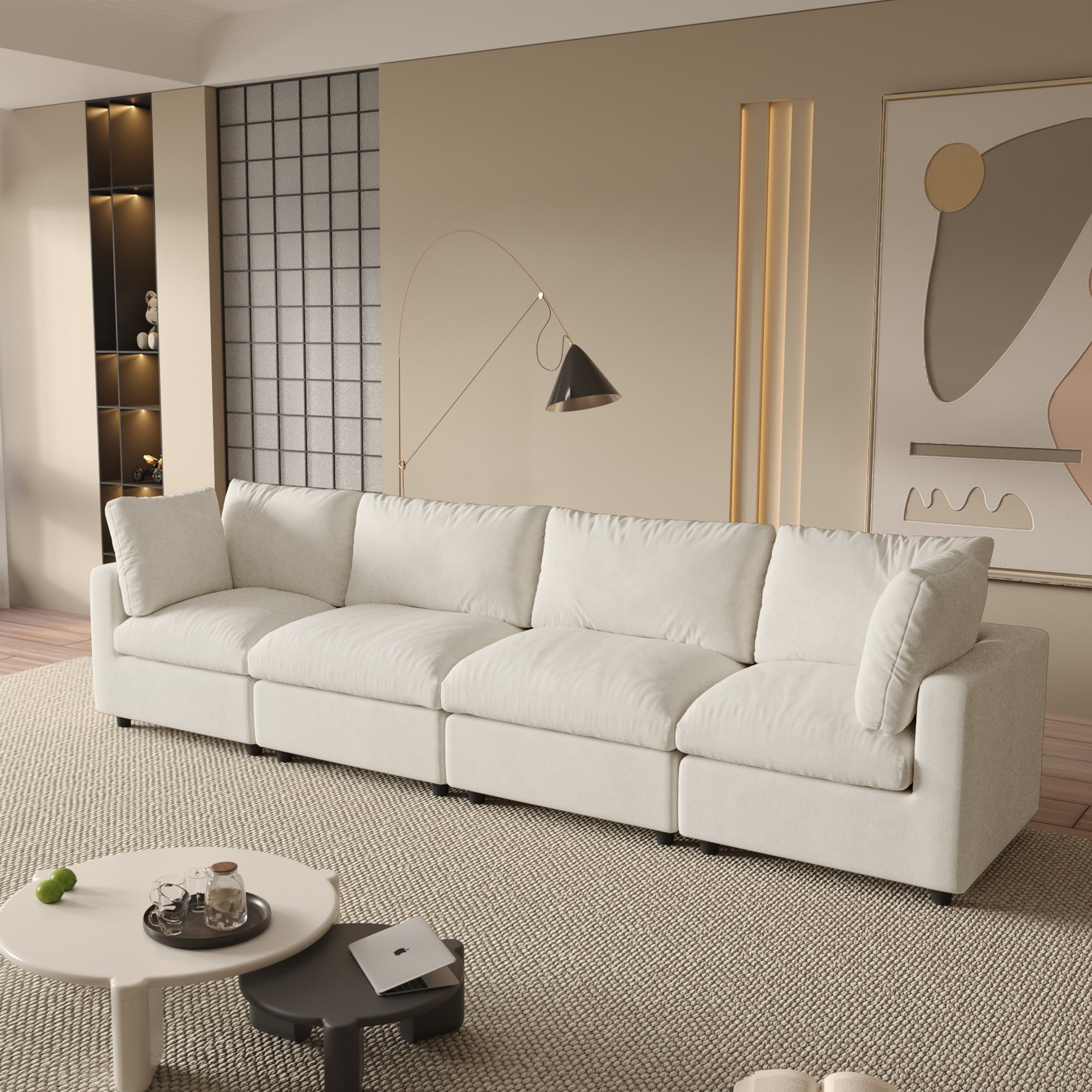 Modular Sectional Sofa, Modern Chenille L Shaped Cloud Couches, SF142