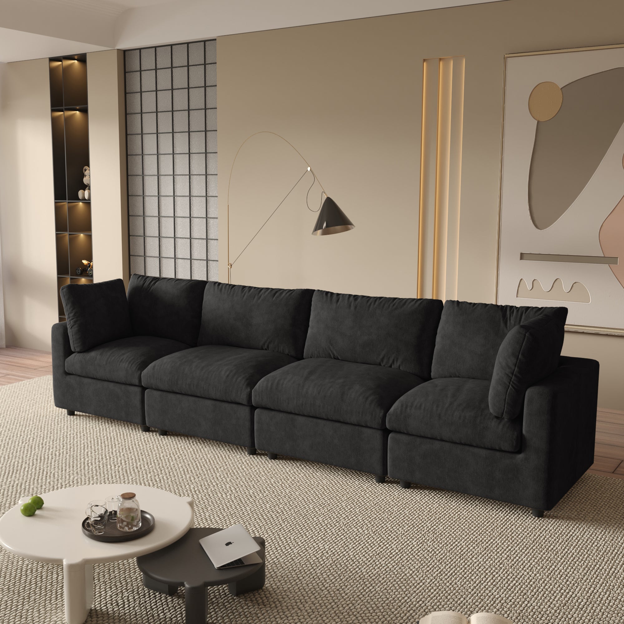 Modular Sectional Sofa, Modern Chenille L Shaped Cloud Couches, SF142