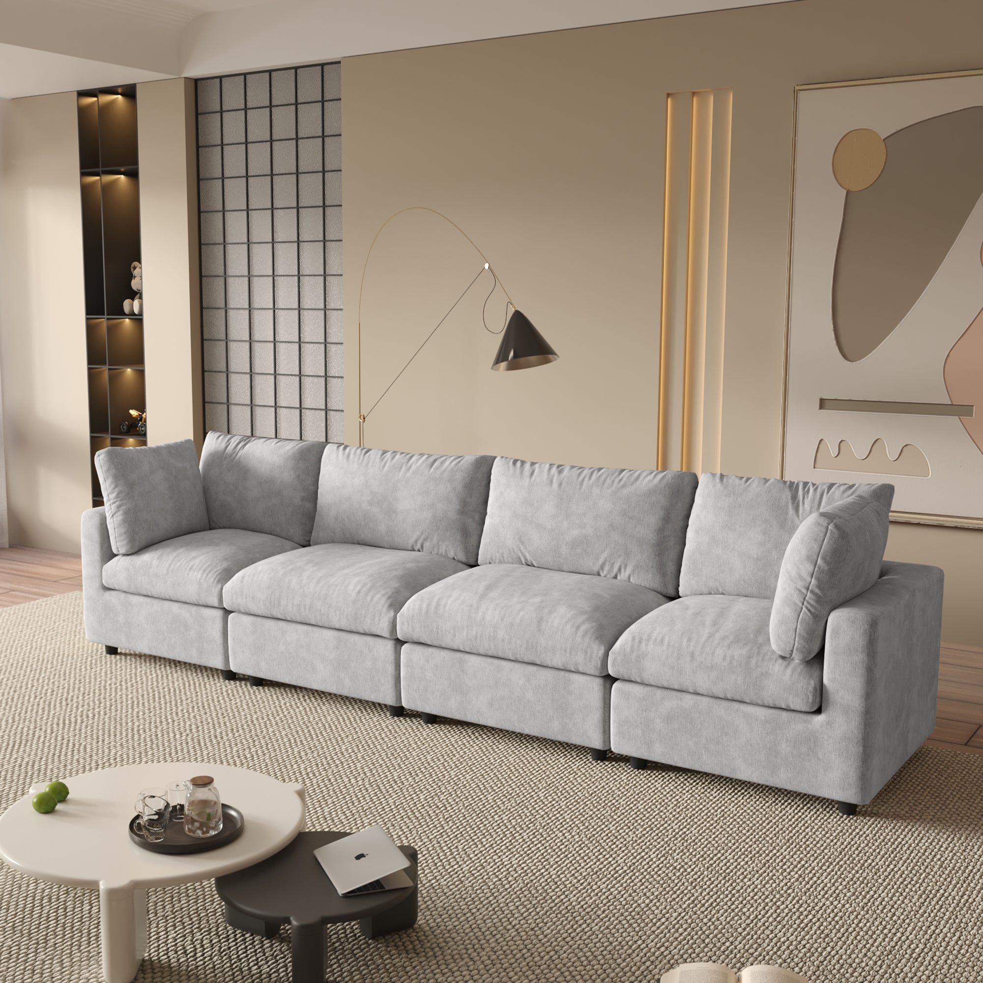Modular Sectional Sofa, Modern Chenille L Shaped Cloud Couches, SF142