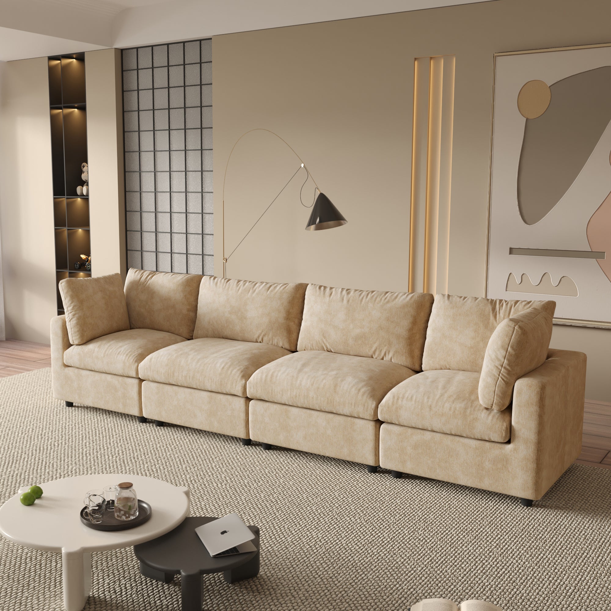 Modular Sectional Sofa, Modern Chenille L Shaped Cloud Couches, SF142