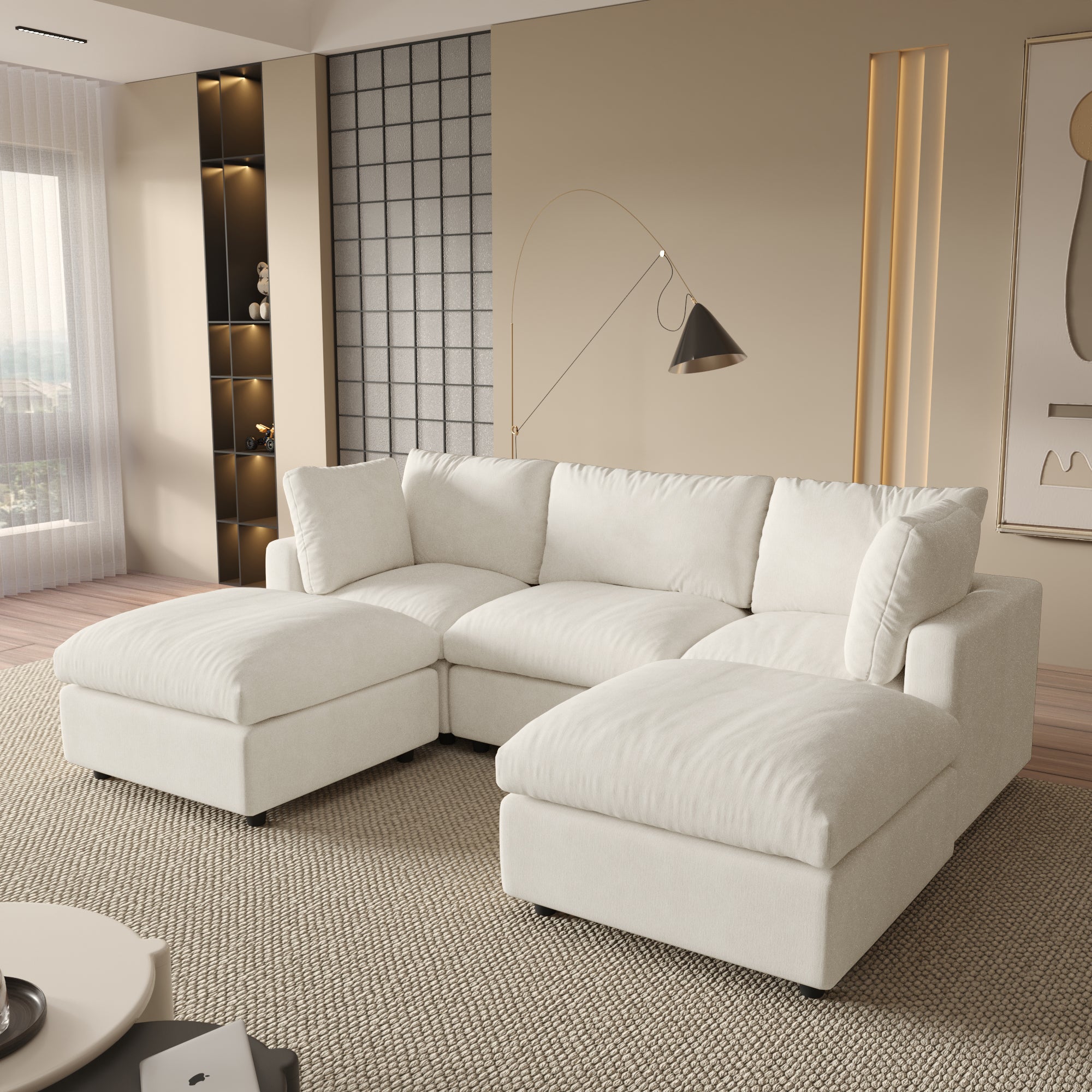 Modular Sectional Sofa, Modern Chenille L Shaped Cloud Couches, SF142