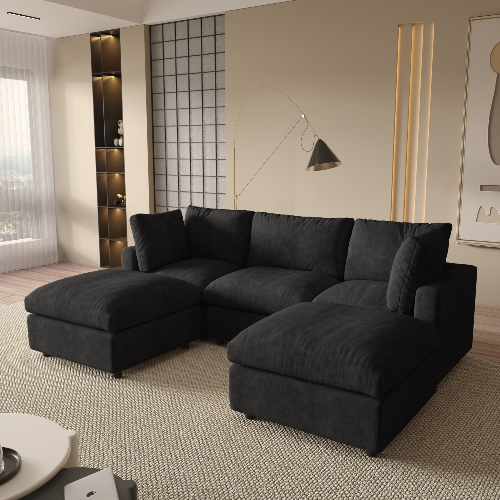 Modular Sectional Sofa, Modern Chenille L Shaped Cloud Couches, SF142