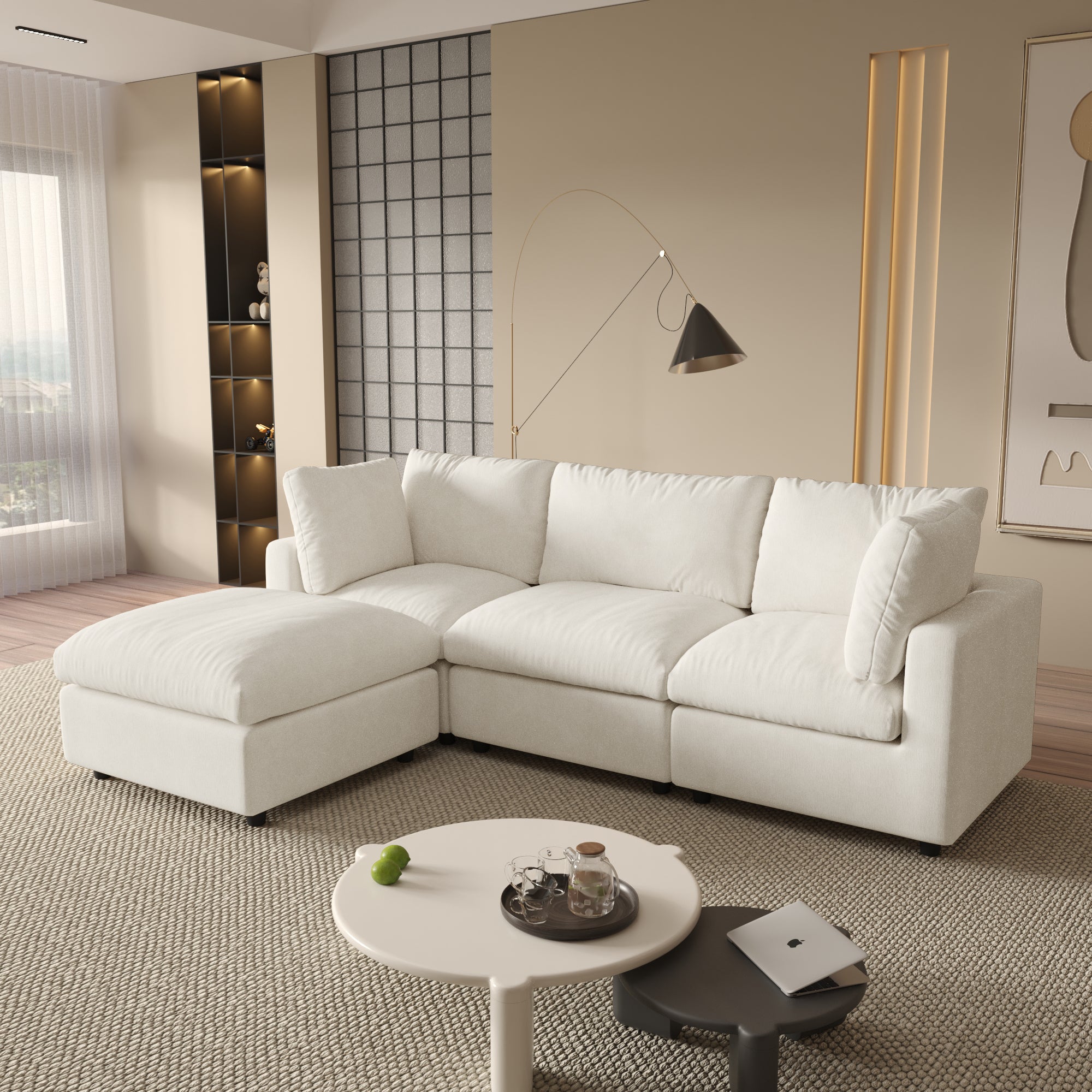Modular Sectional Sofa, Modern Chenille L Shaped Cloud Couches, SF142