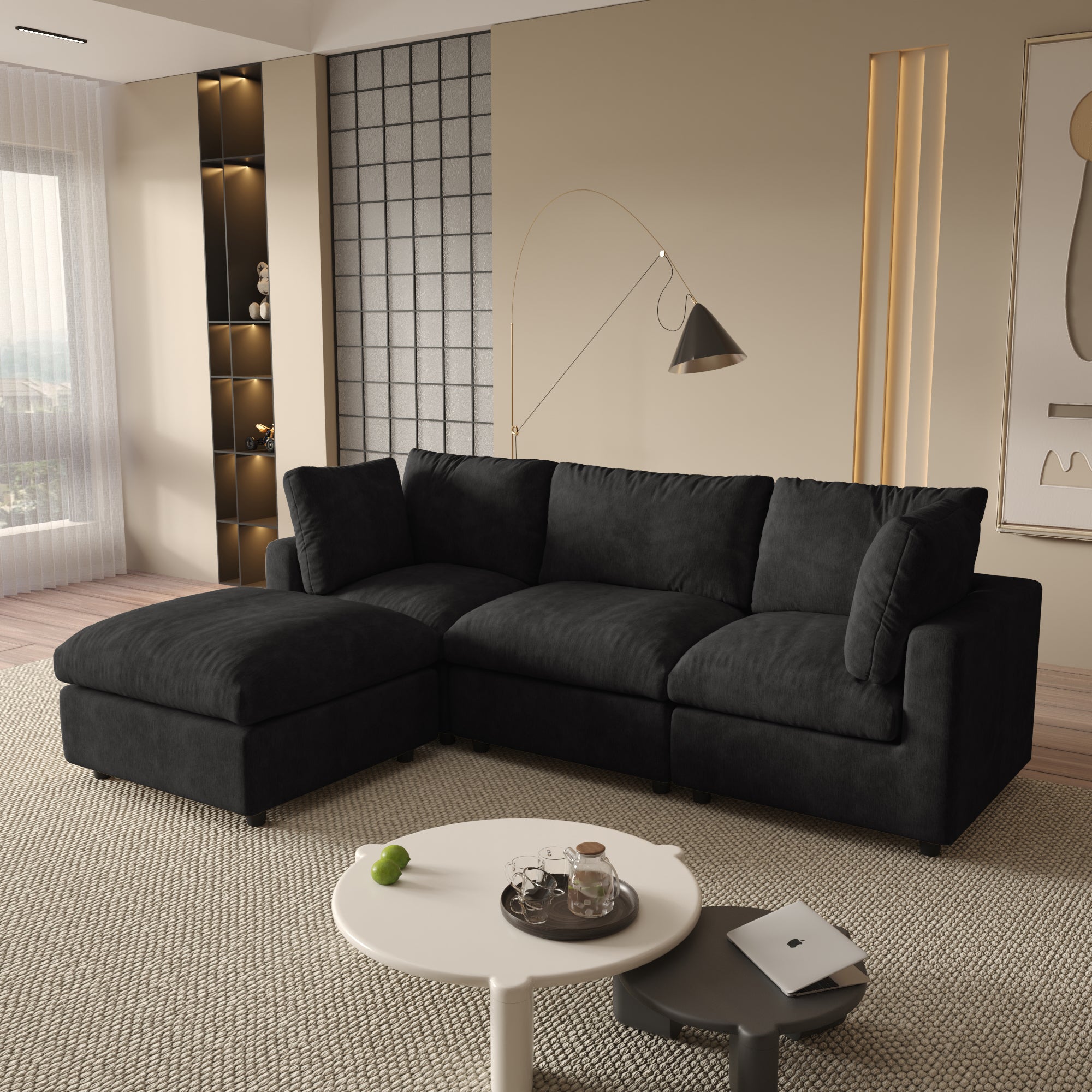Modular Sectional Sofa, Modern Chenille L Shaped Cloud Couches, SF142