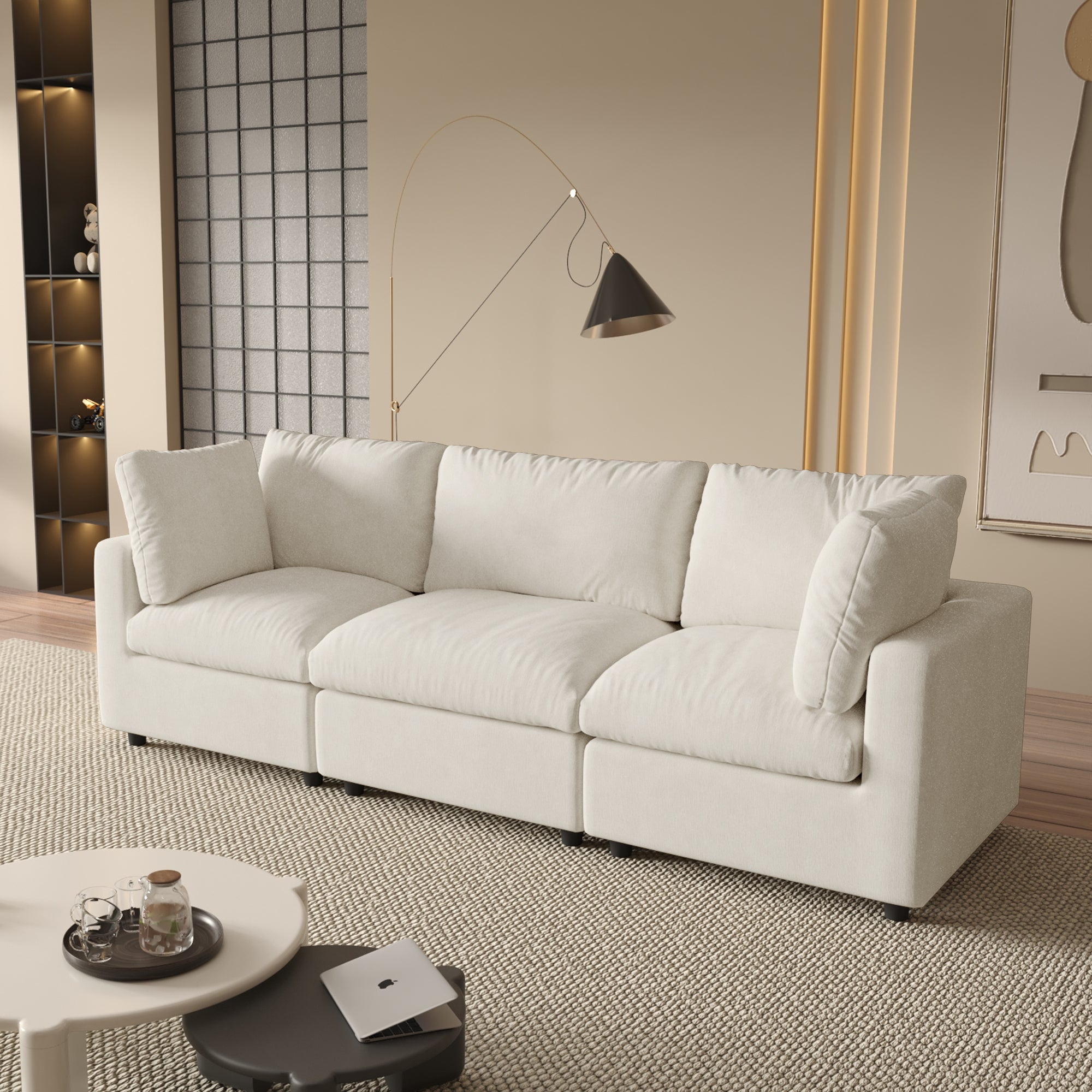 Modular Sectional Sofa, Modern Chenille L Shaped Cloud Couches, SF142