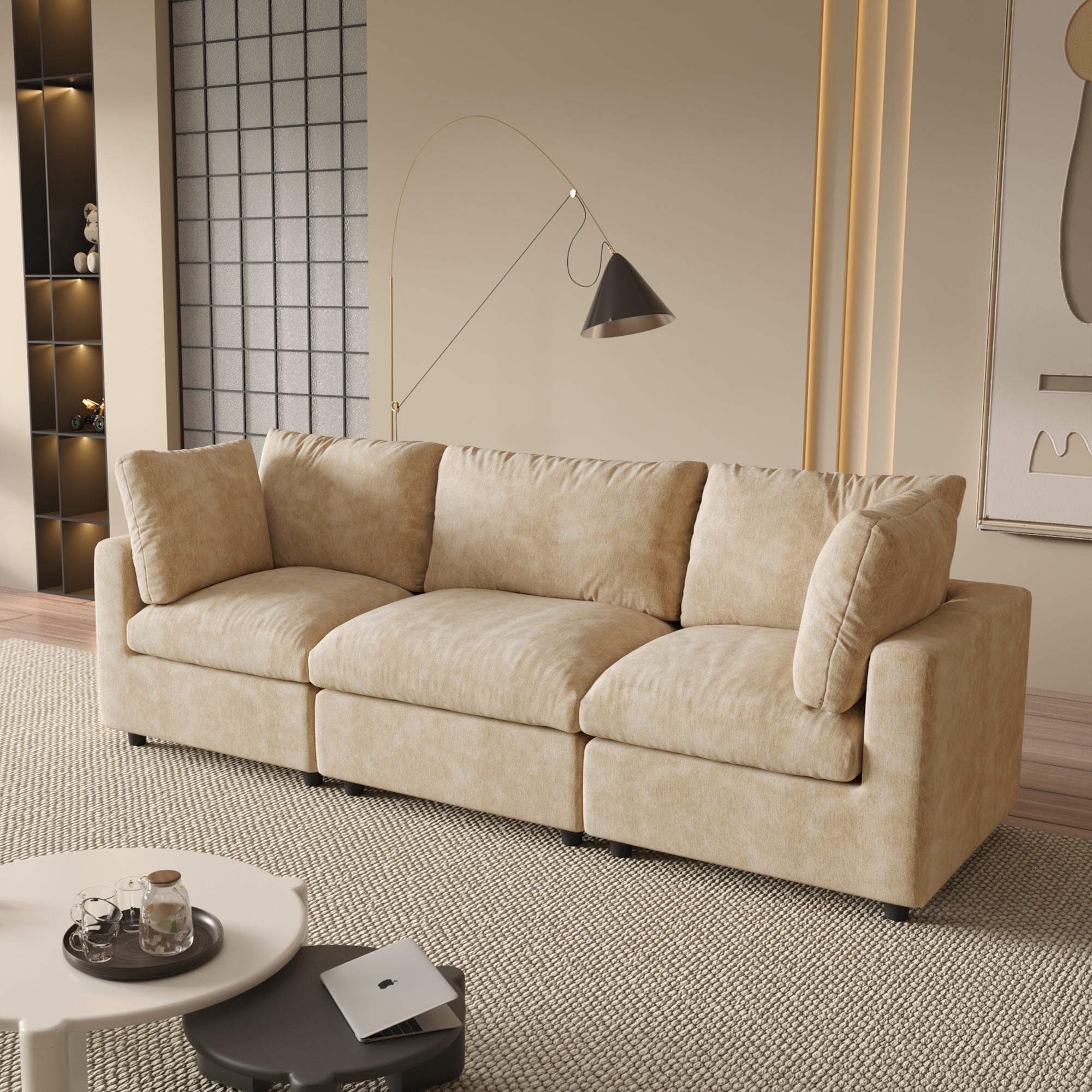 Modular Sectional Sofa, Modern Chenille L Shaped Cloud Couches, SF142