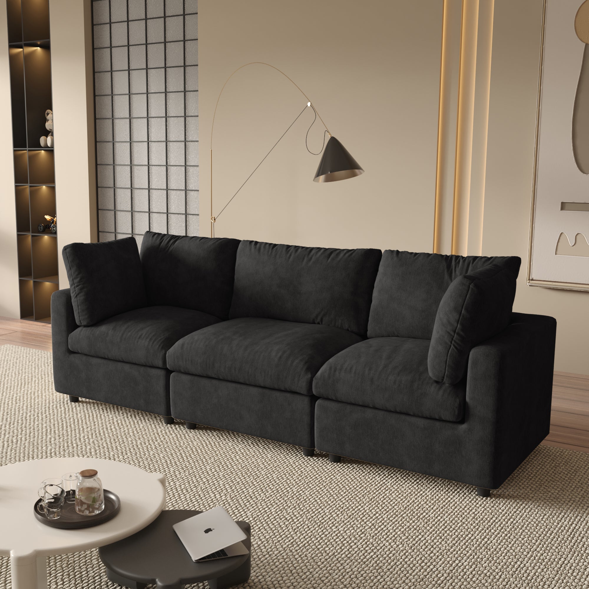 Modular Sectional Sofa, Modern Chenille L Shaped Cloud Couches, SF142