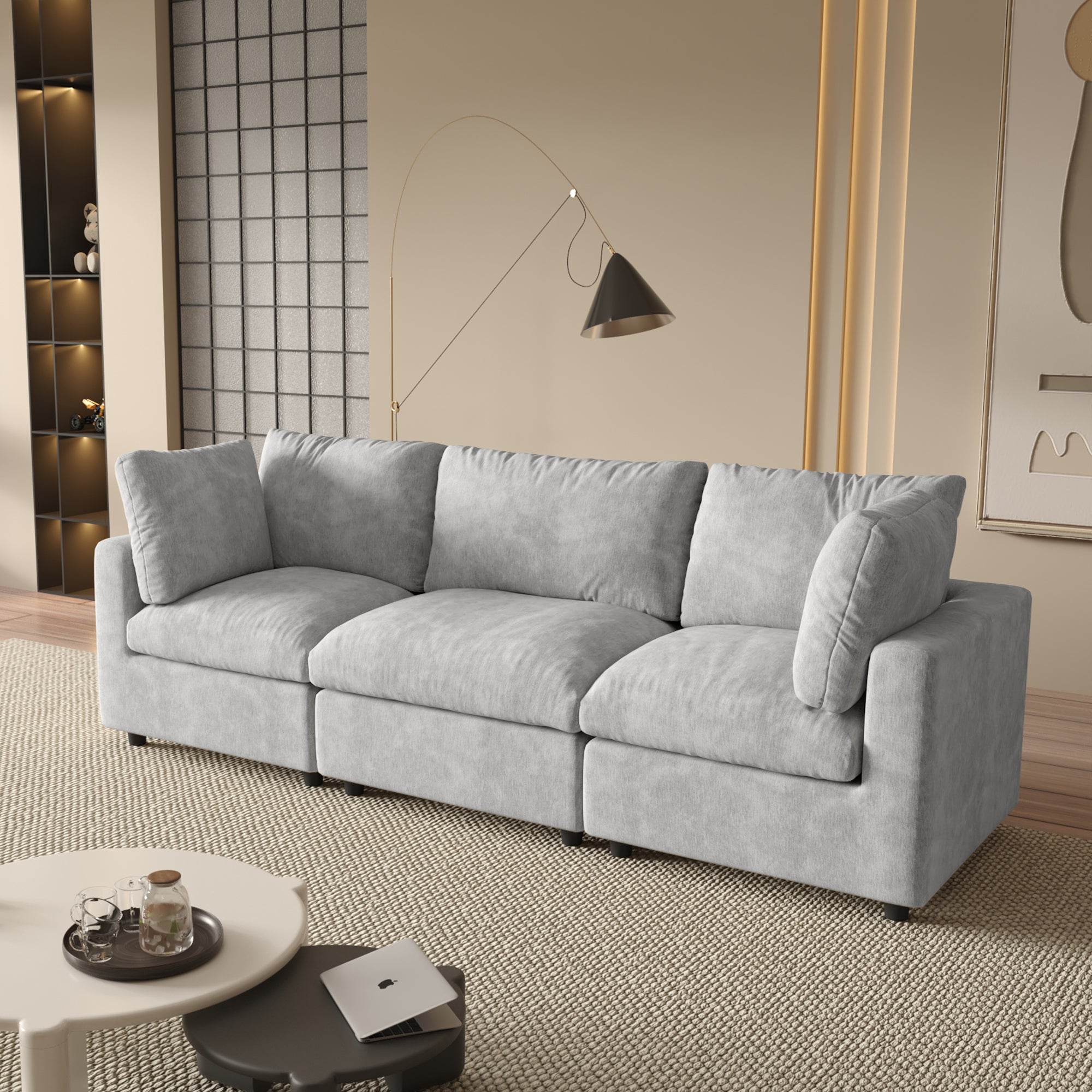 Modular Sectional Sofa, Modern Chenille L Shaped Cloud Couches, SF142