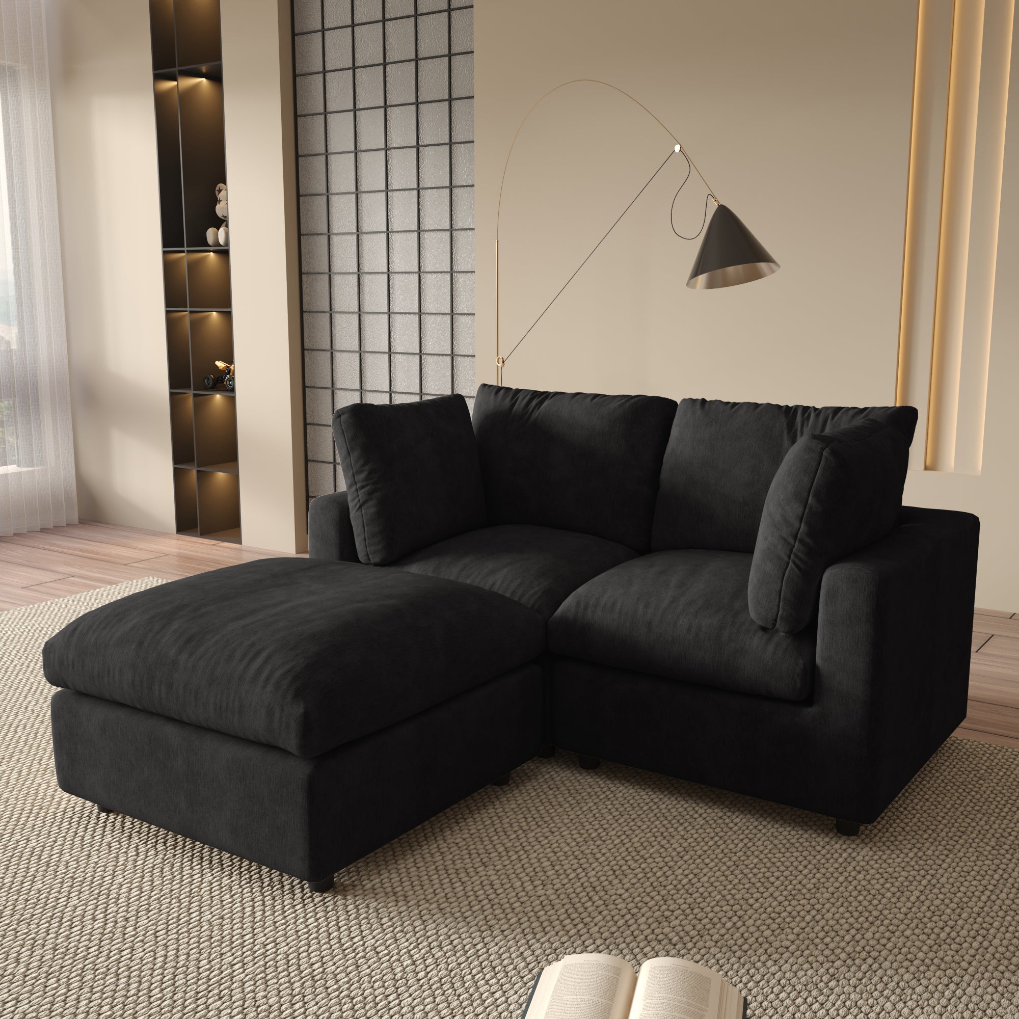 Modular Sectional Sofa, Modern Chenille L Shaped Cloud Couches, SF142