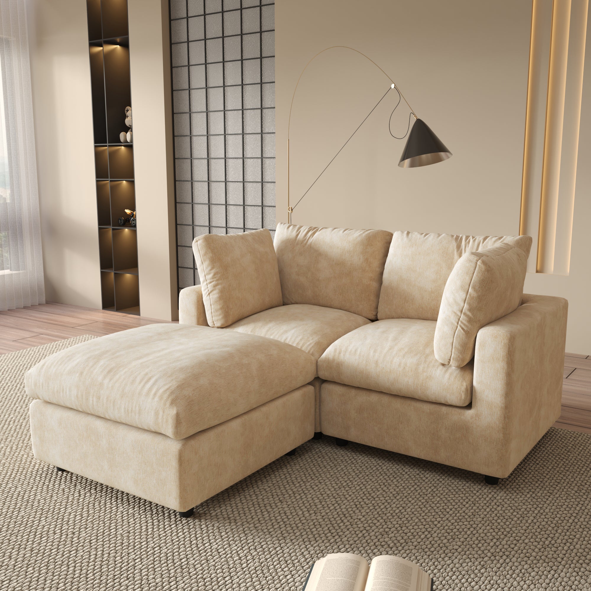 Modular Sectional Sofa, Modern Chenille L Shaped Cloud Couches, SF142